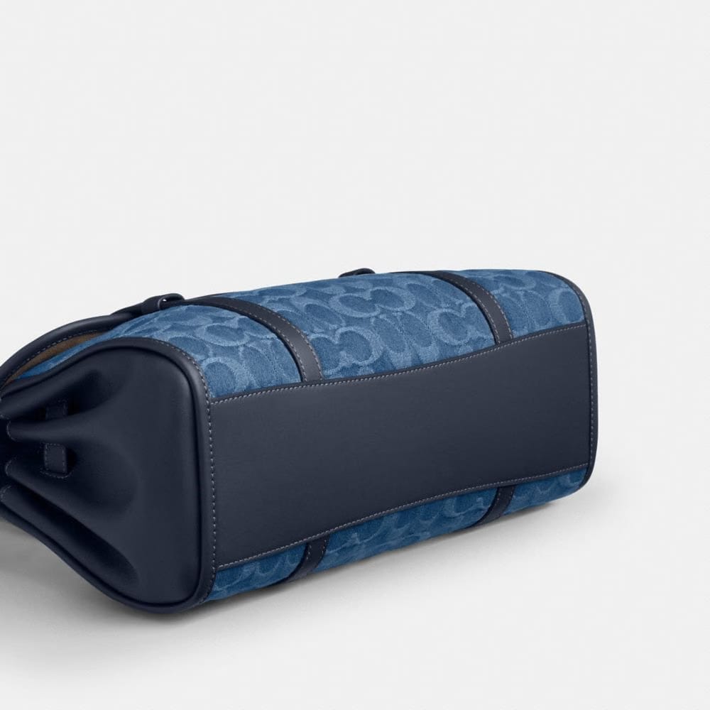 Coach Bridget Flap Shoulder Bag In Signature Denim Gold Indigo