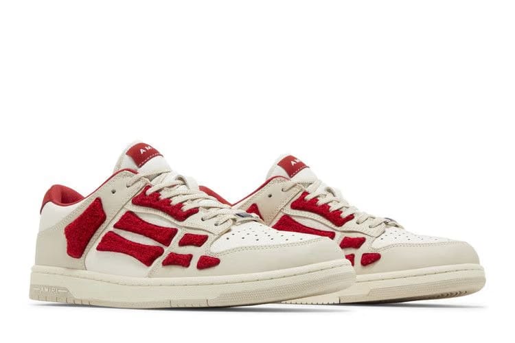 Amiri Skel Top Low White Red Chenille