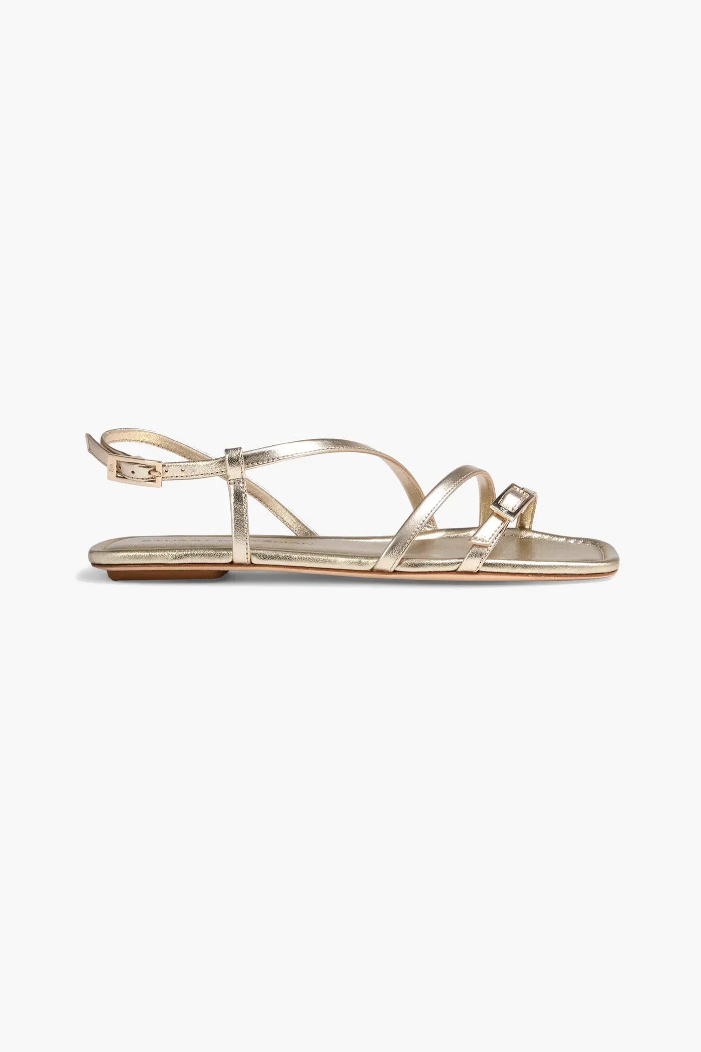 Stuart Weitzman Georgie Metallic Leather Sandals Gold Women's