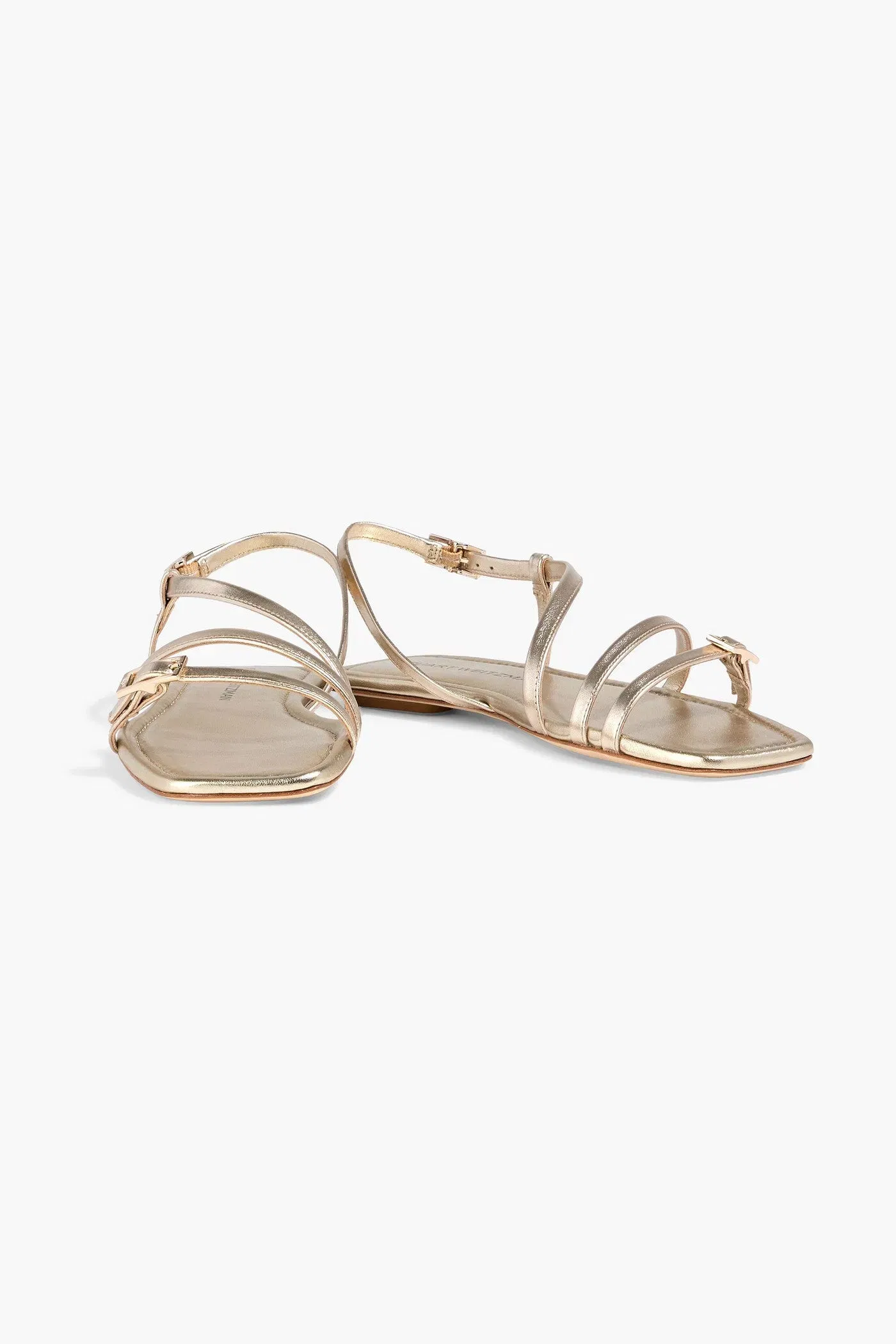 Stuart Weitzman Georgie Metallic Leather Sandals Gold Women's