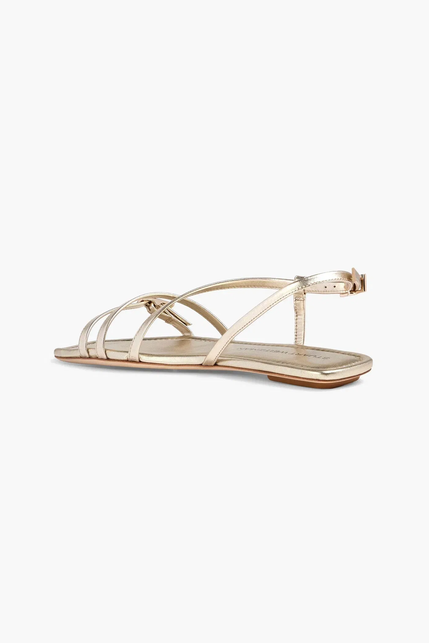 Stuart Weitzman Georgie Metallic Leather Sandals Gold Women's
