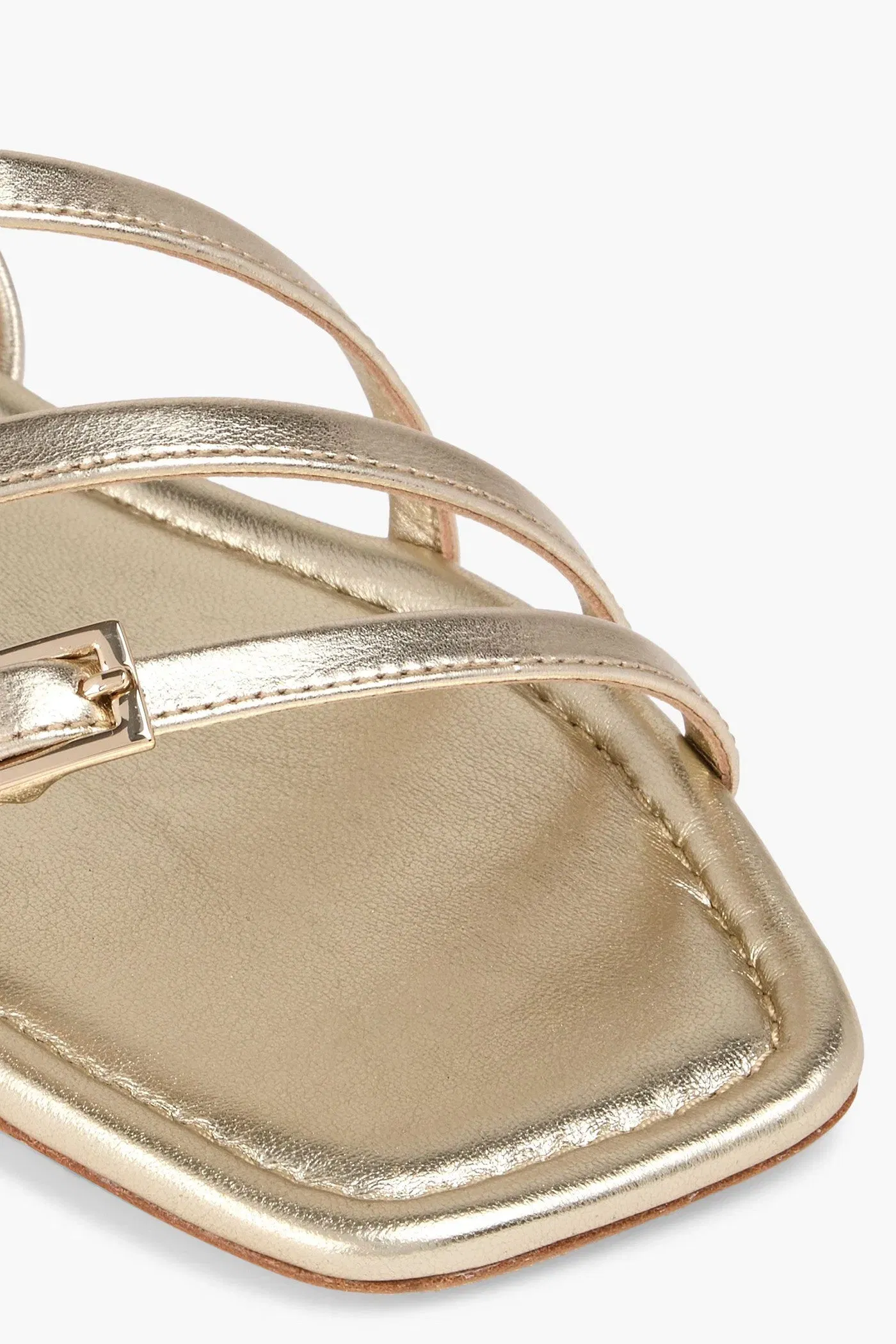 Stuart Weitzman Georgie Metallic Leather Sandals Gold Women's