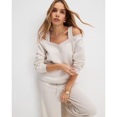 Beige Cut Away Sweatshirt