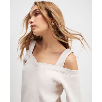 Beige Cut Away Sweatshirt