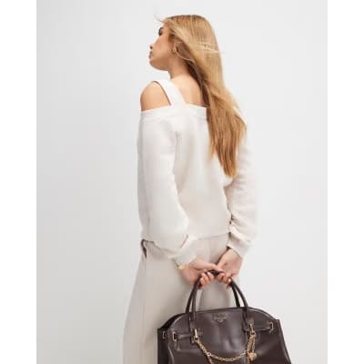 Beige Cut Away Sweatshirt