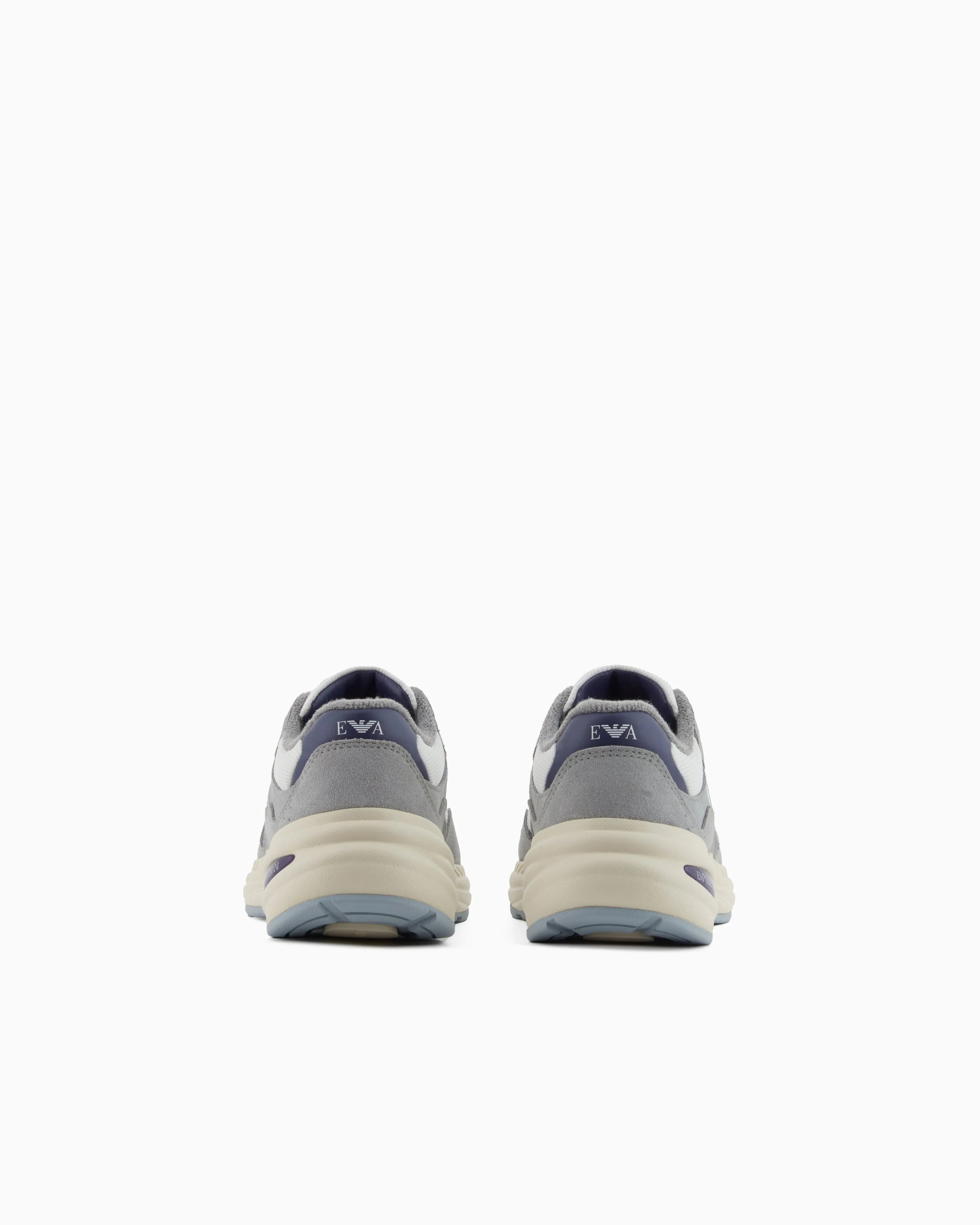 Emporio Armani Mesh Sneakers With Suede Details And An Eagle Logo Grey