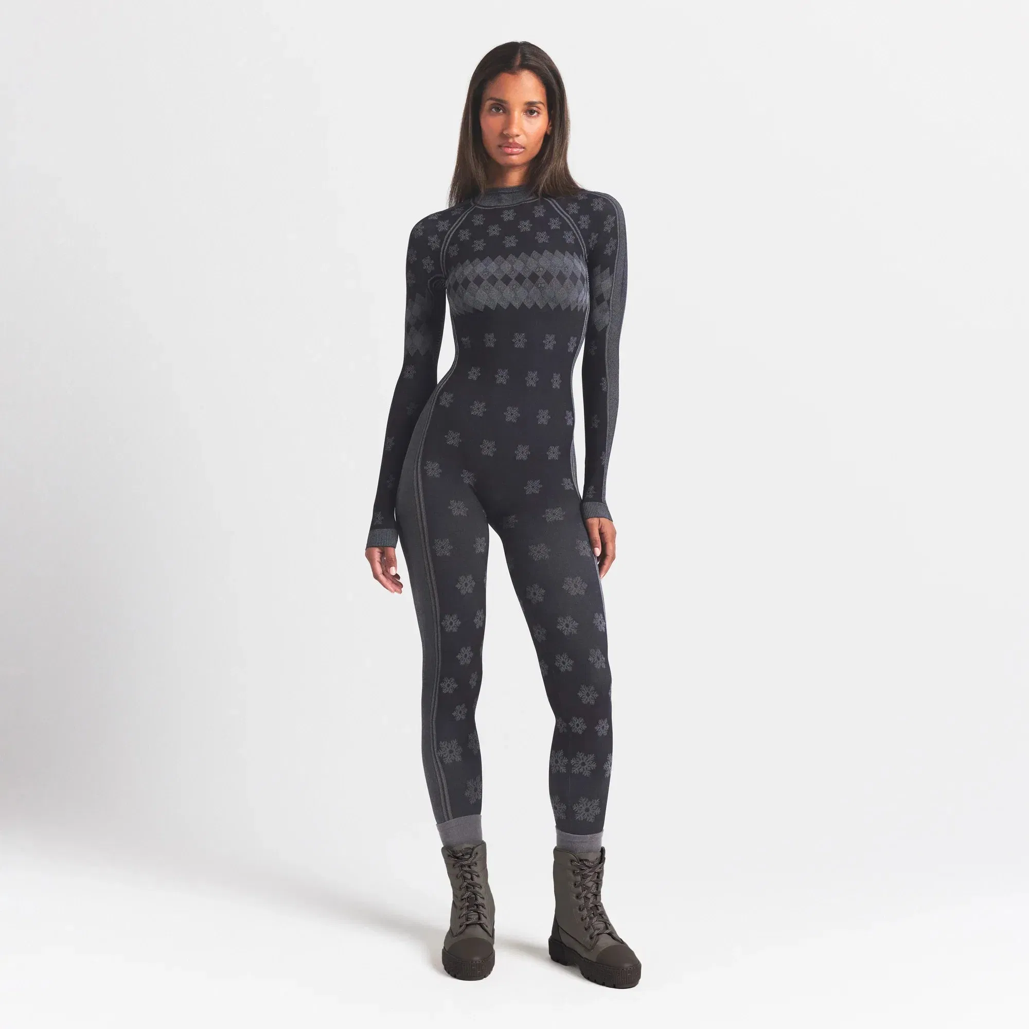 SKIMS FIRST LAYERS TURTLENECK CATSUIT | OBSIDIAN WINTER FAIR ISLE