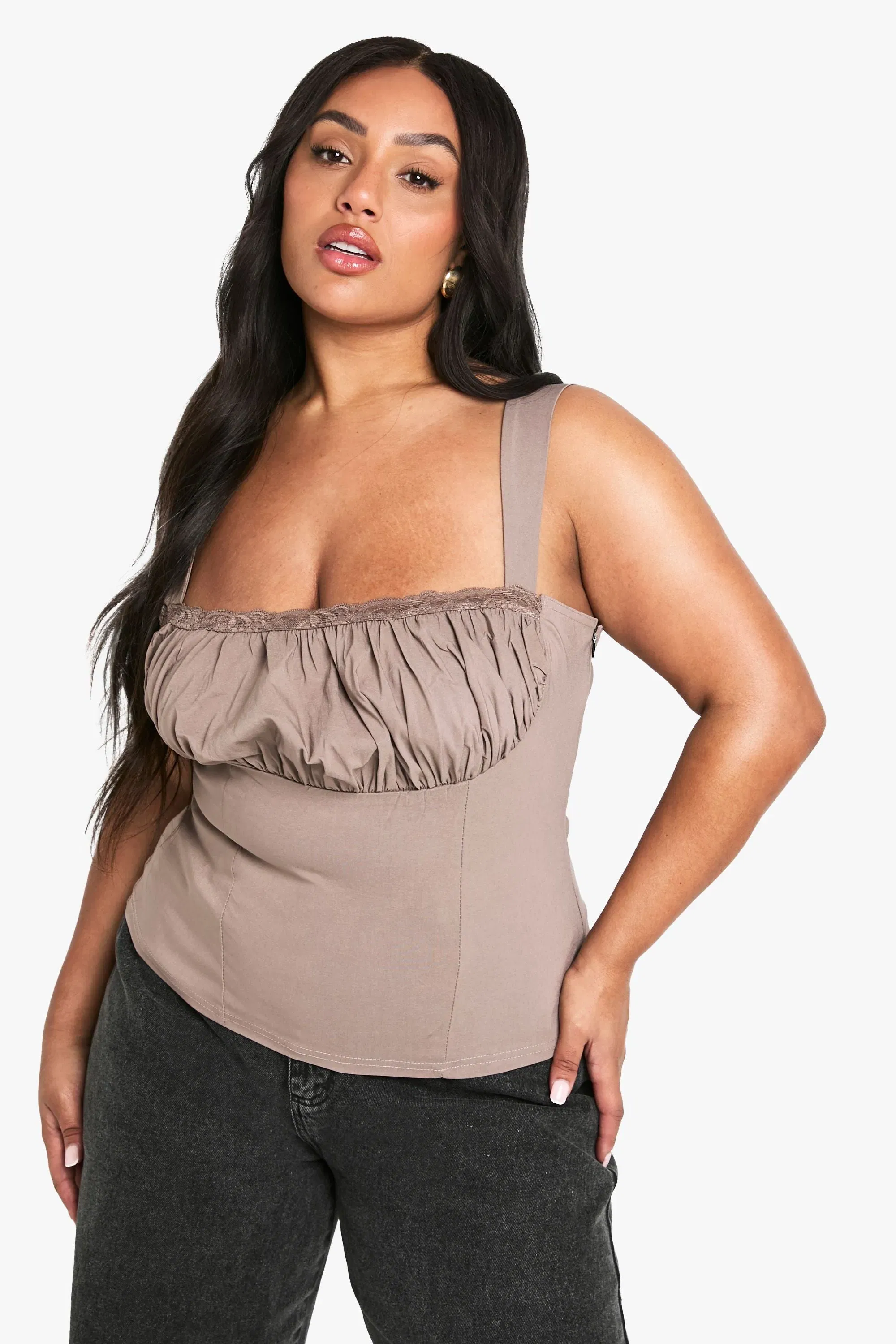 Plus Ruched Strappy Corset