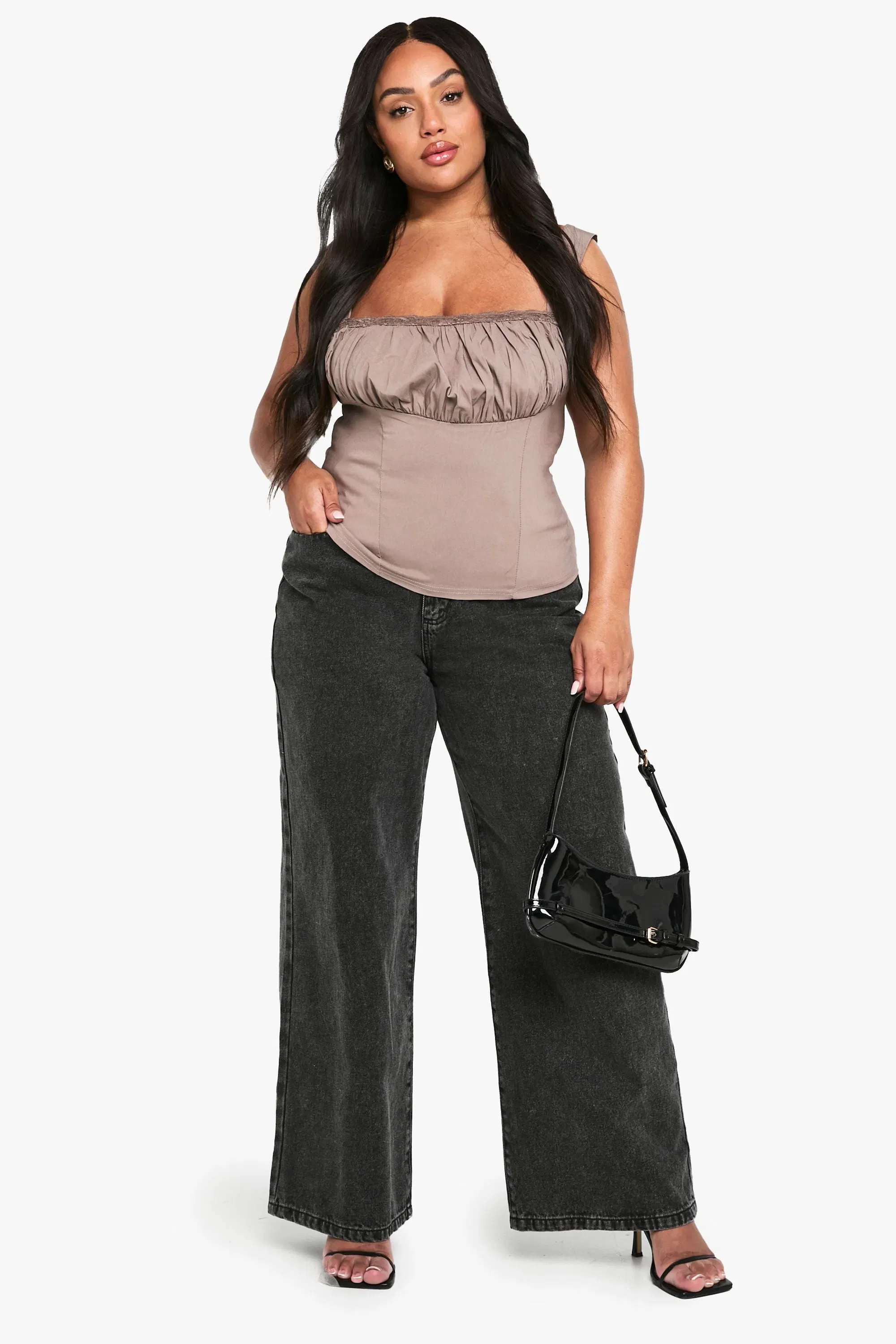 Plus Ruched Strappy Corset