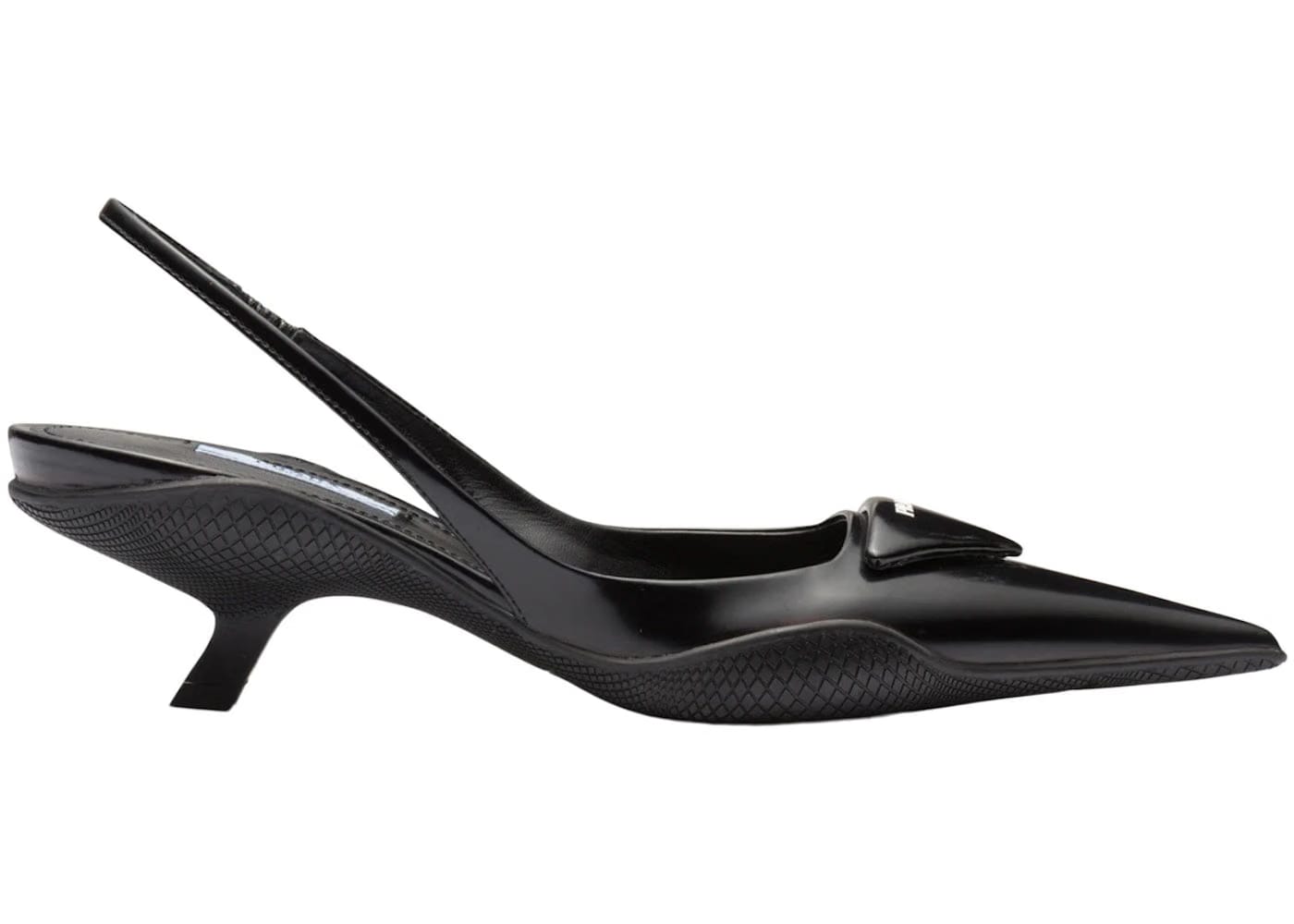 Prada 30Mm Sling-Back Pumps Black Brushed Leather