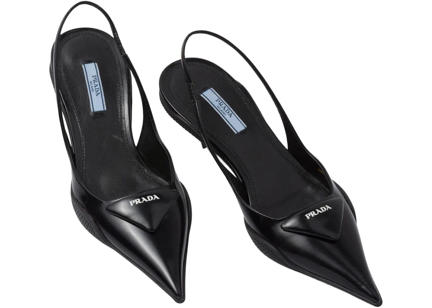 Prada 30Mm Sling-Back Pumps Black Brushed Leather