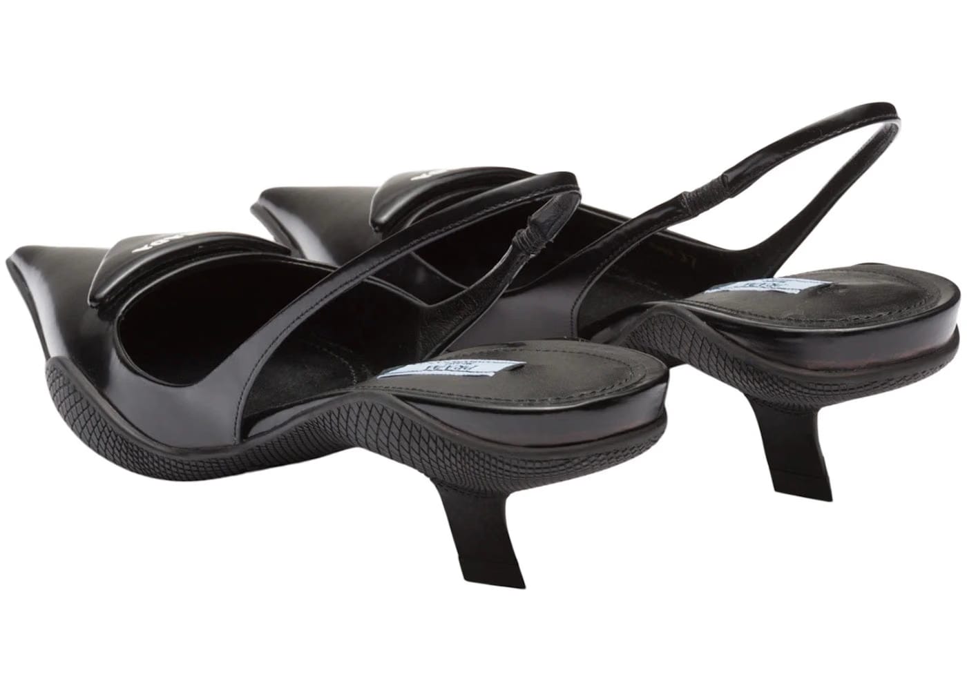 Prada 30Mm Sling-Back Pumps Black Brushed Leather