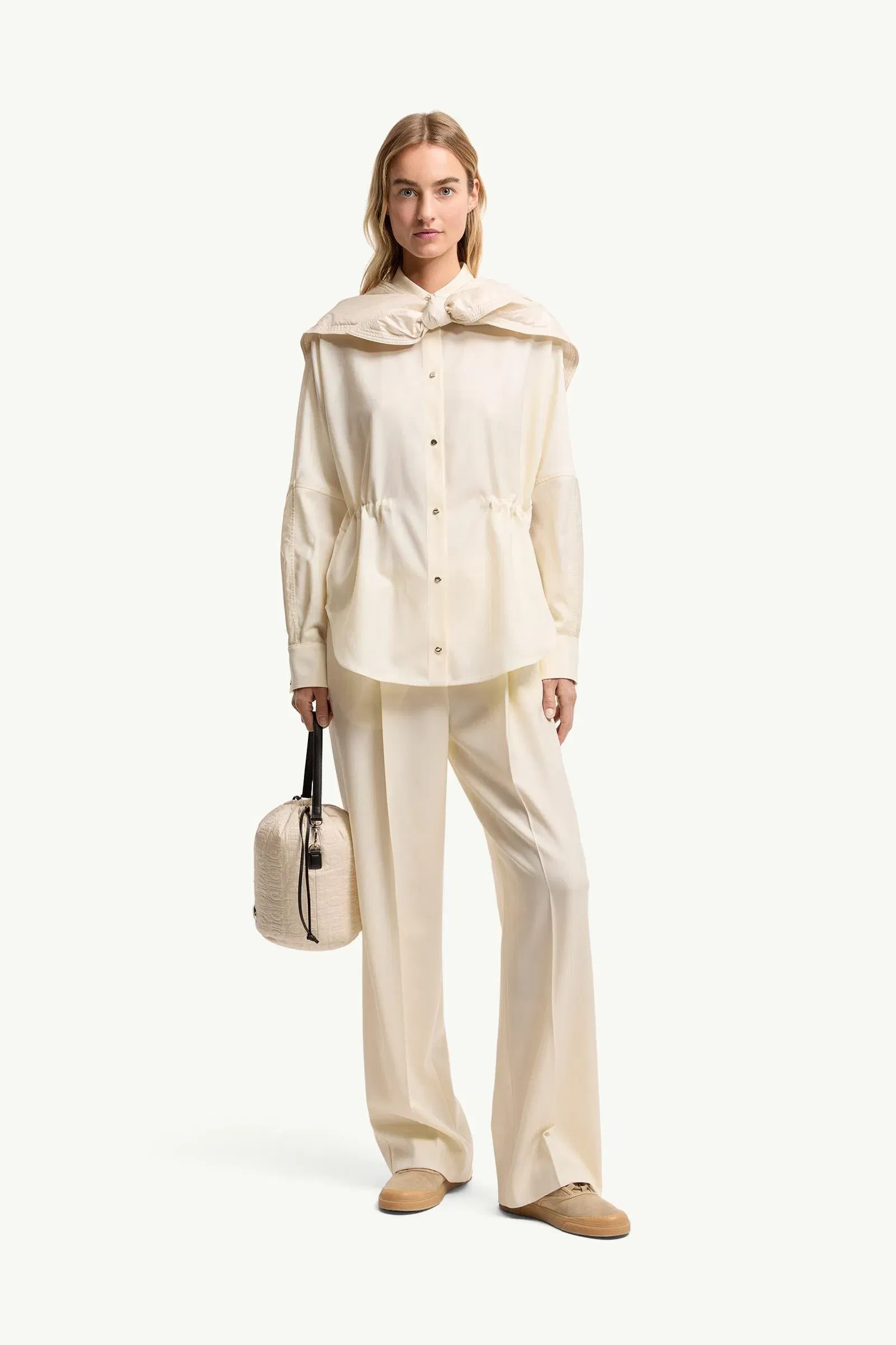 Moncler Wool Long Sleeve Shirt White Ivory White Ivory