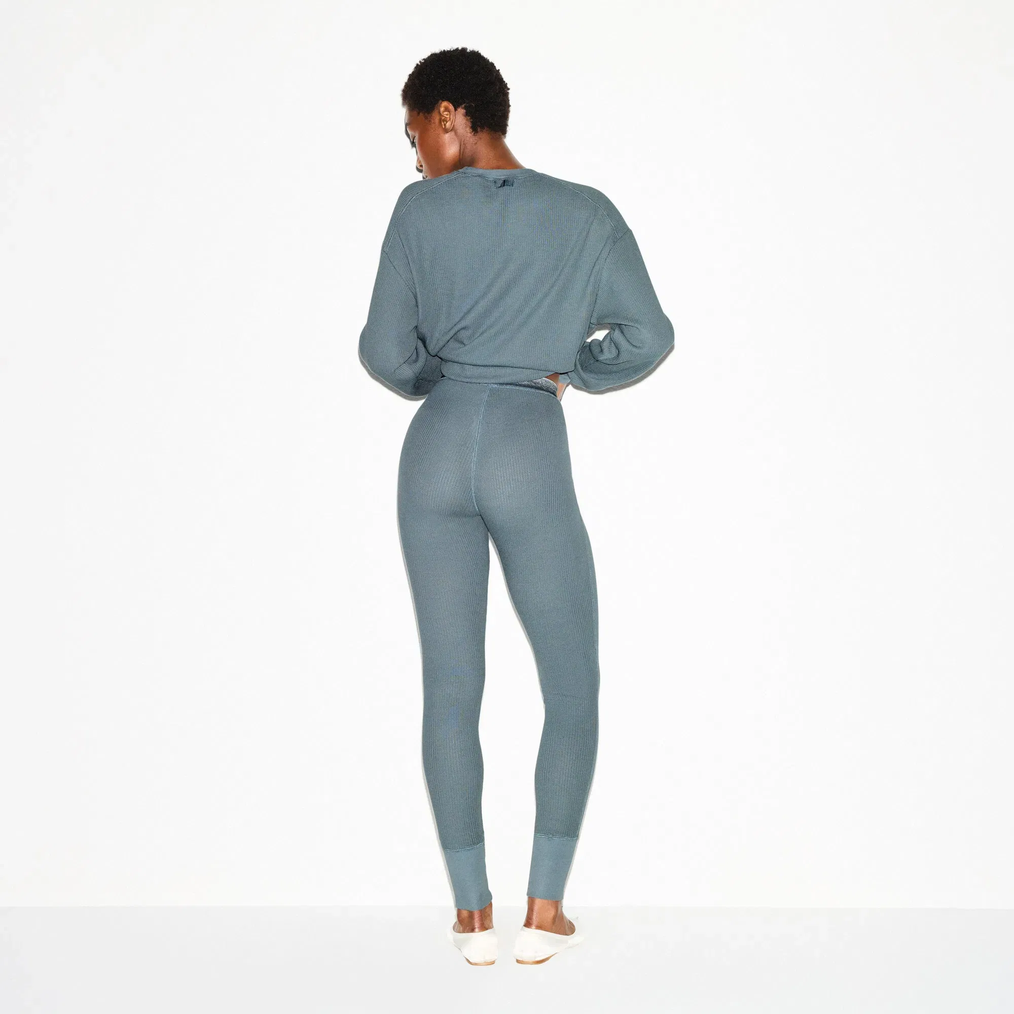 HEAVY WAFFLE BUTTON FRONT LEGGING | ZIRCON