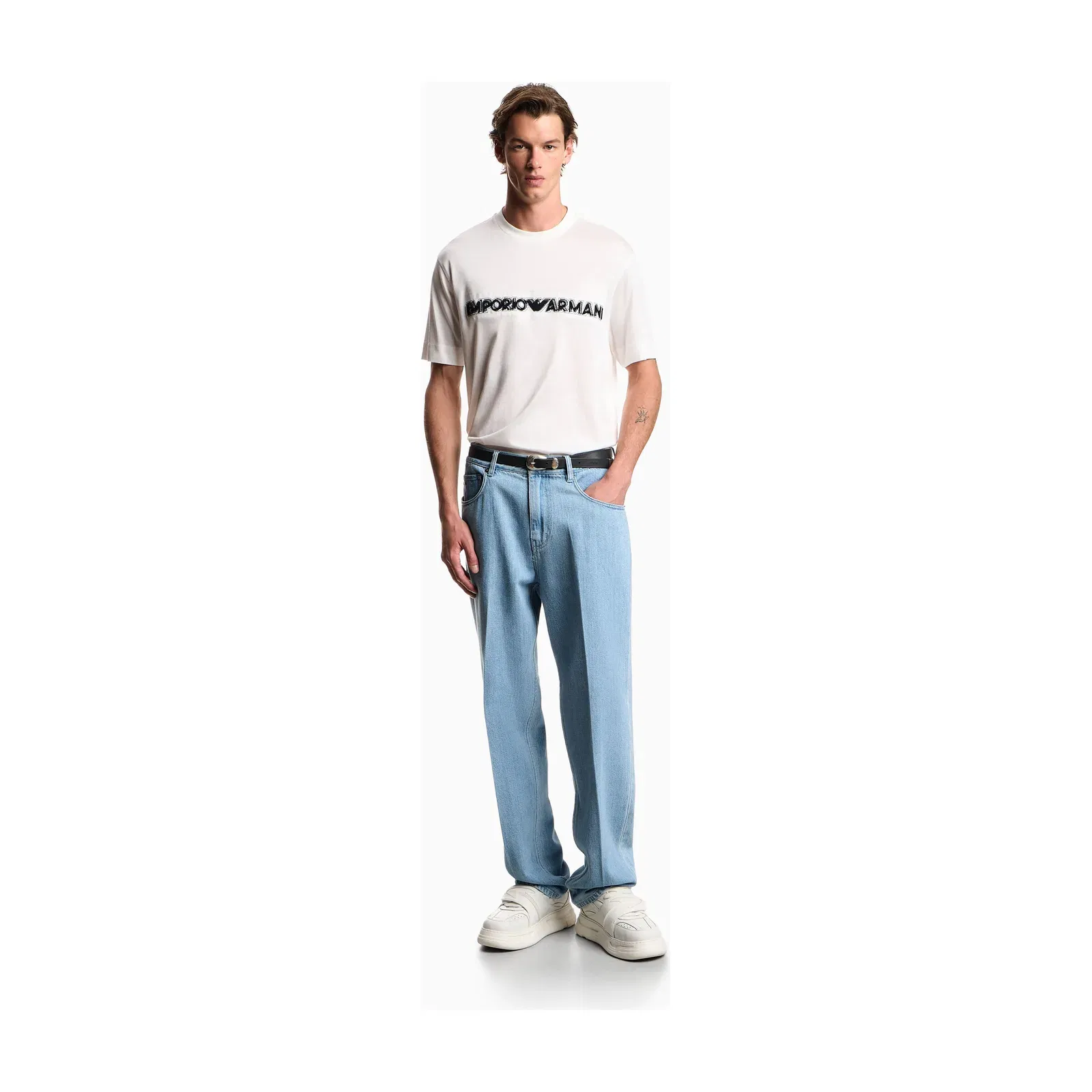 Emporio Armani Lyocell blend jersey T-shirt with soft-touch embossed logo