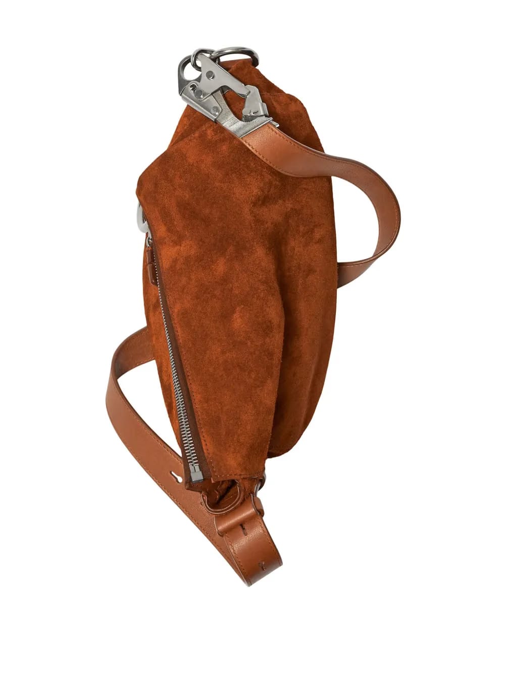 asymmetric-design suede shoulder bag