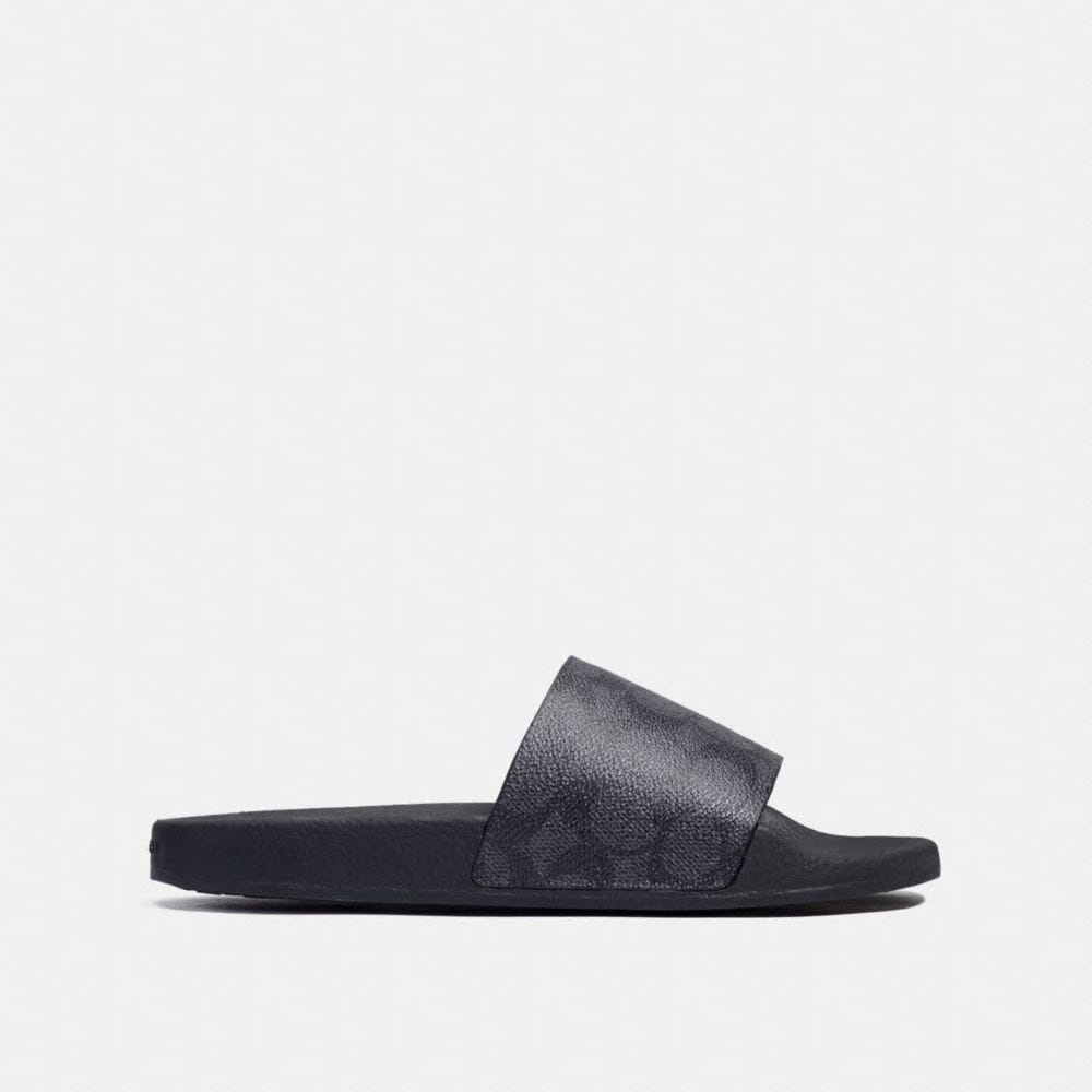 Women's Coach Udele Sport Slide In Signature Canvas Charcoal Black