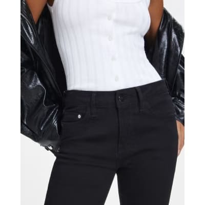 Petite Black Mid Rise Flared Jeans