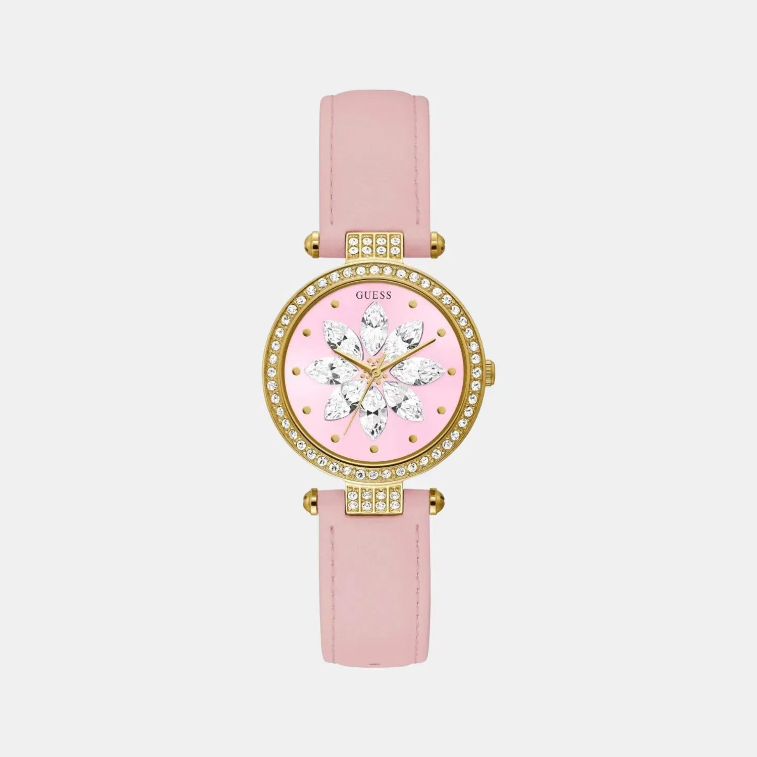 Guess Full Bloom Women Quartz Pink Dial Analog Leather Watch Gw0382L1