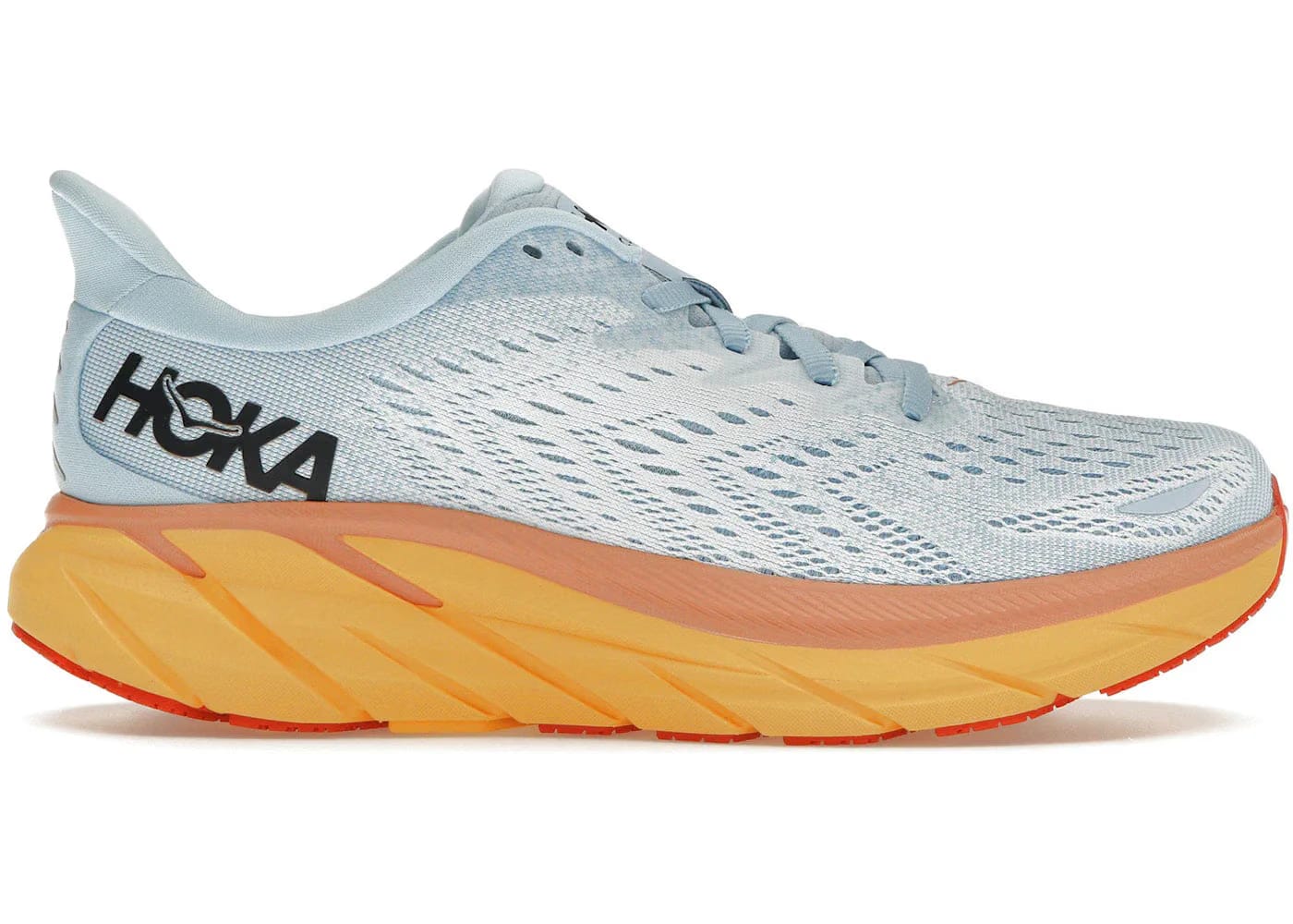 Hoka One One Clifton 8 Summer Song Ice Flow Orange Womens