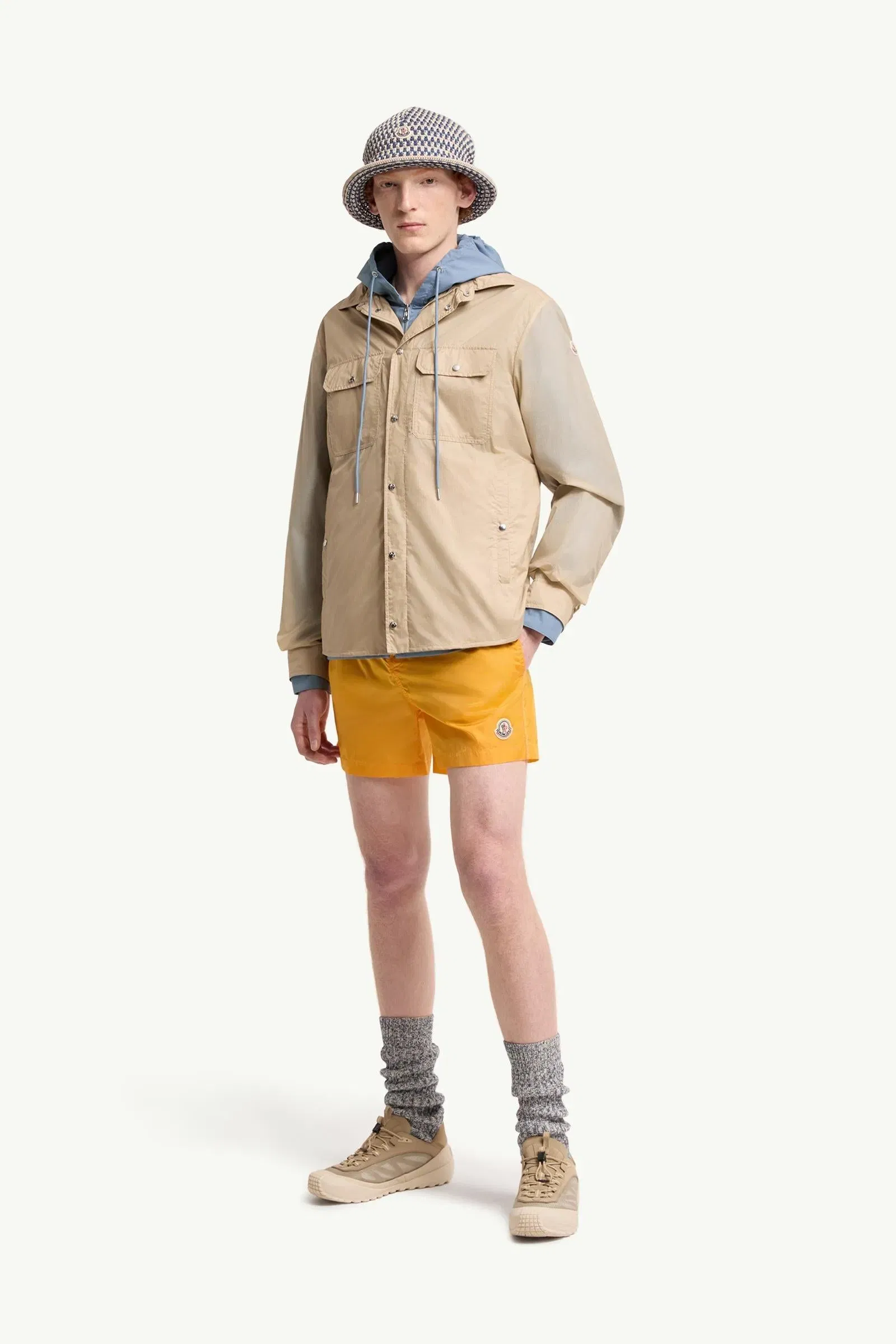 Moncler Logo Patch Long Sleeve Shirt Beige Beige