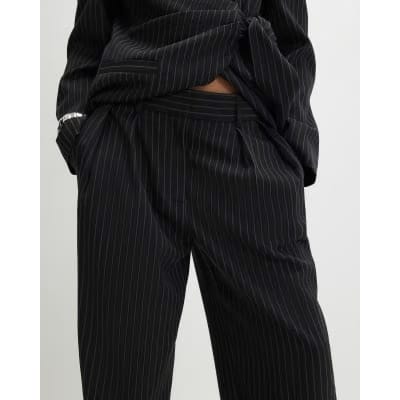 Black Stripe Wide Leg Trousers