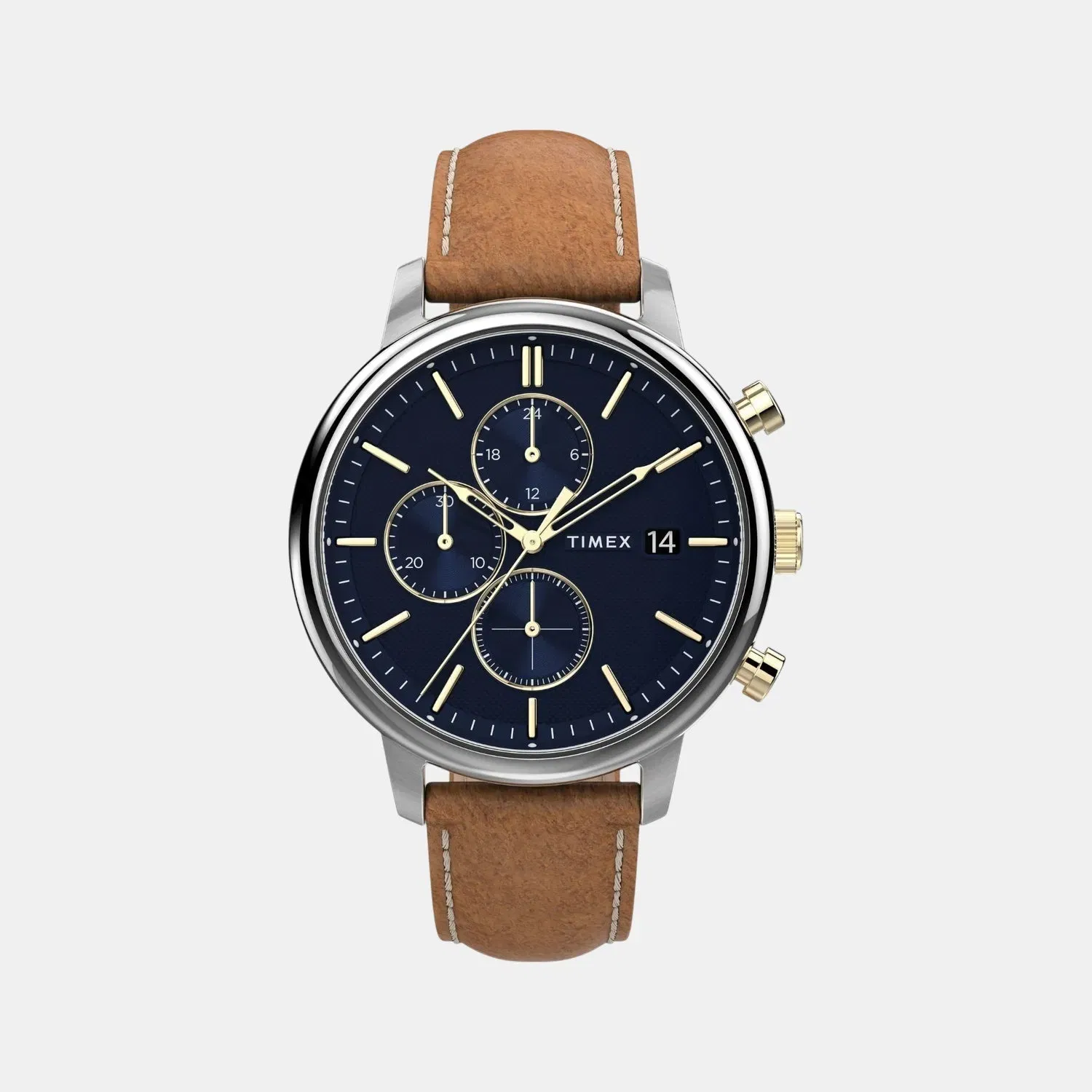 Timex Men Quartz Blue Dial Analog Leather Watch Tw2U39000Uj