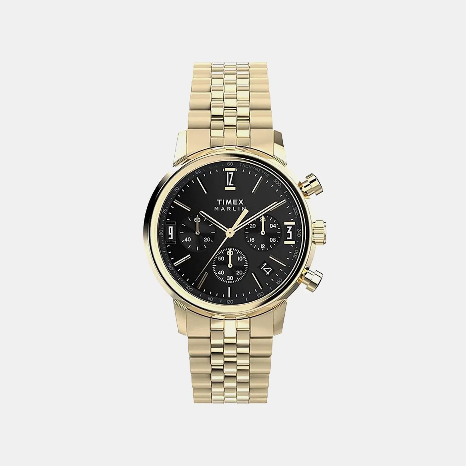 Timex Marlin Men Quartz Black Dial Chronograph Stainless Steel Watch Tweg26706