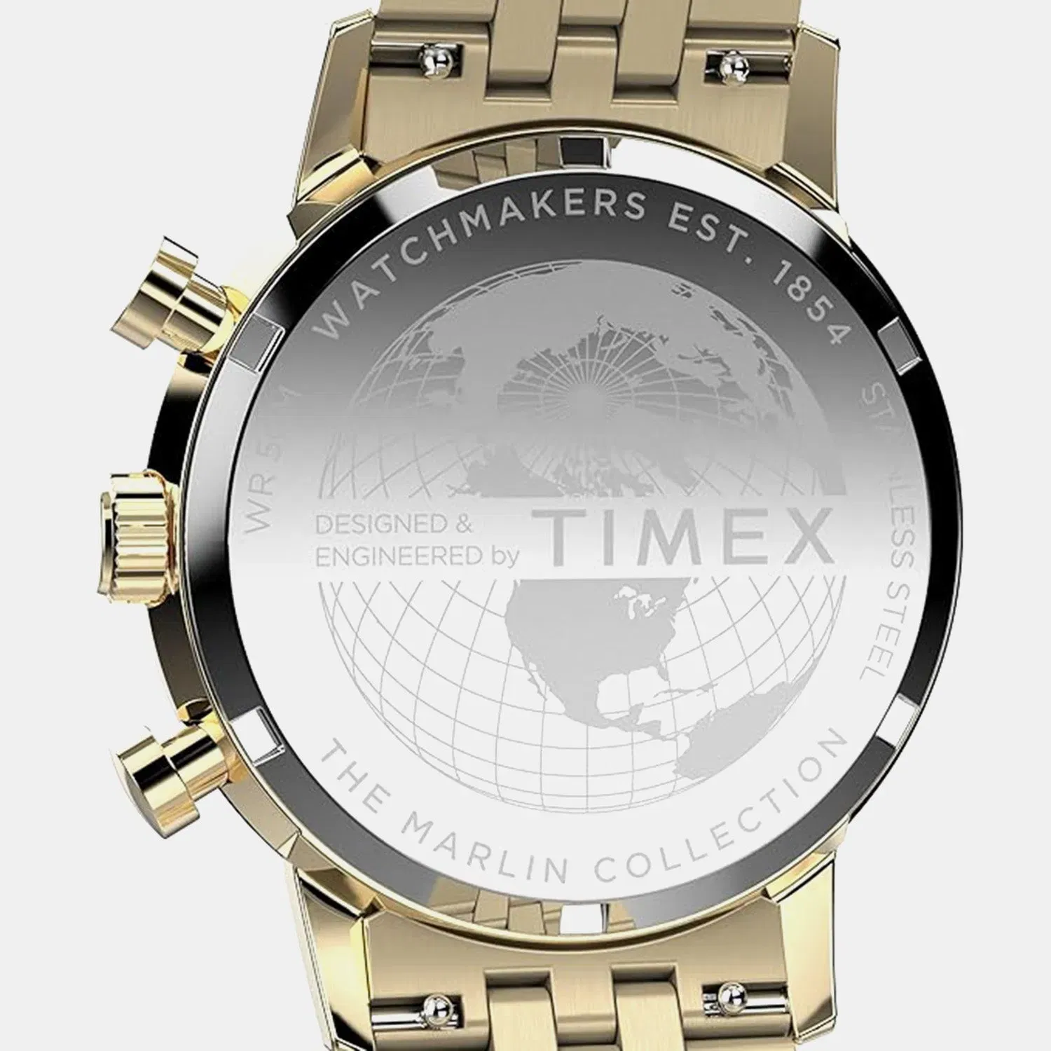 Timex Marlin Men Quartz Black Dial Chronograph Stainless Steel Watch Tweg26706