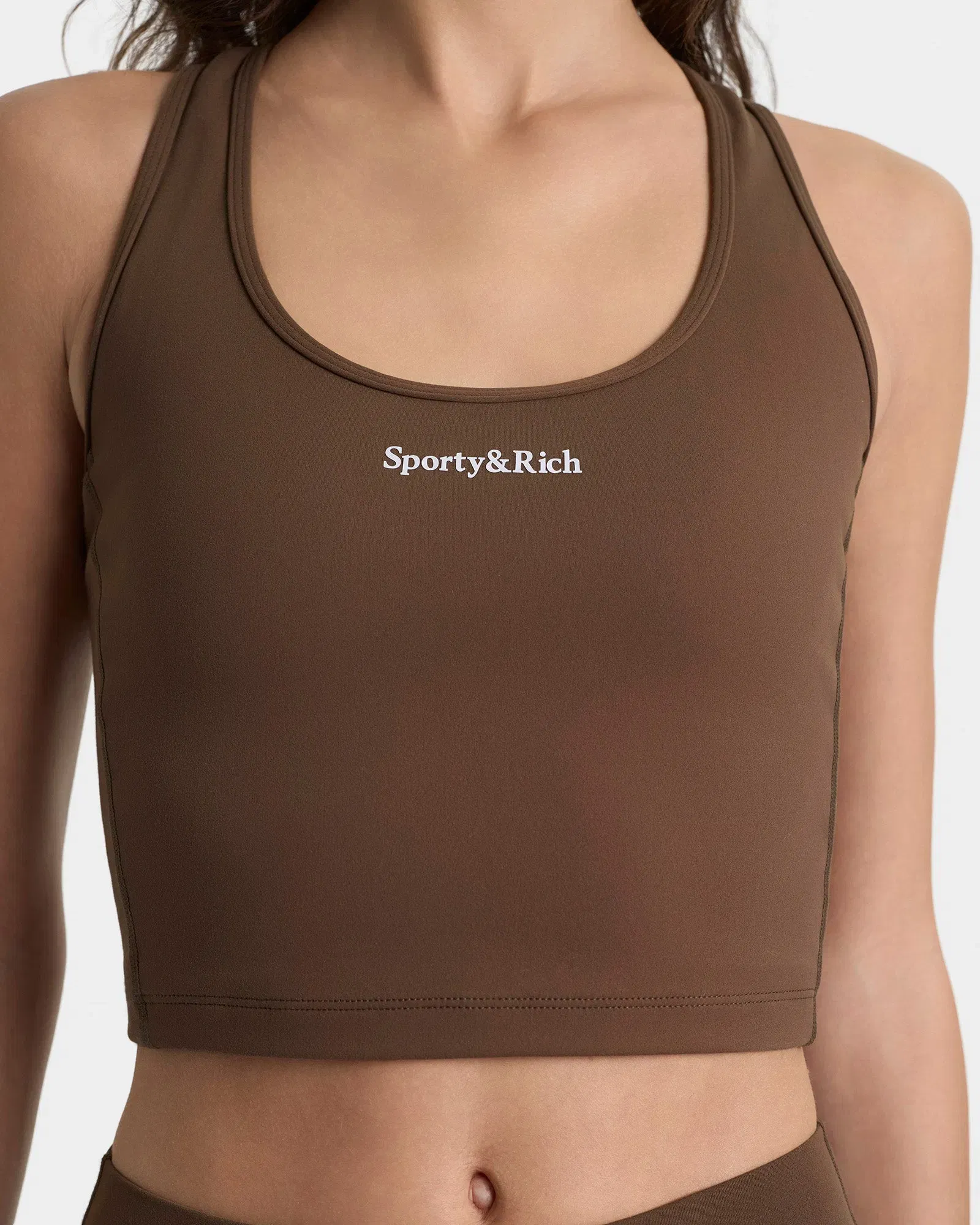 Serif Logo Sports Tank - Toffee/White