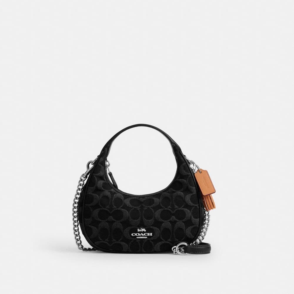 Coach Carmen Mini Crossbody Bag In Signature Denim Silver Black