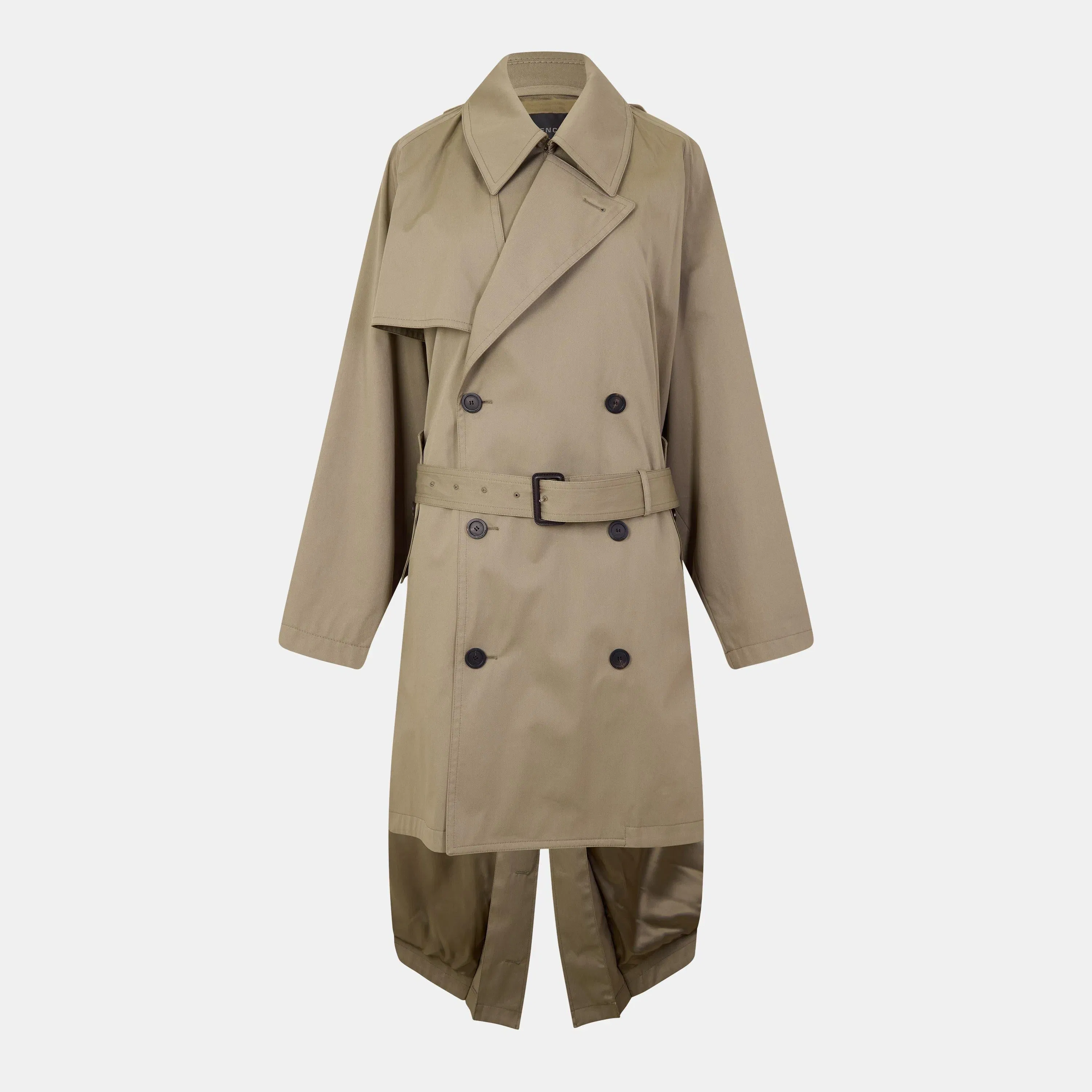 Draped Neck Tailored Fit Trench Coat