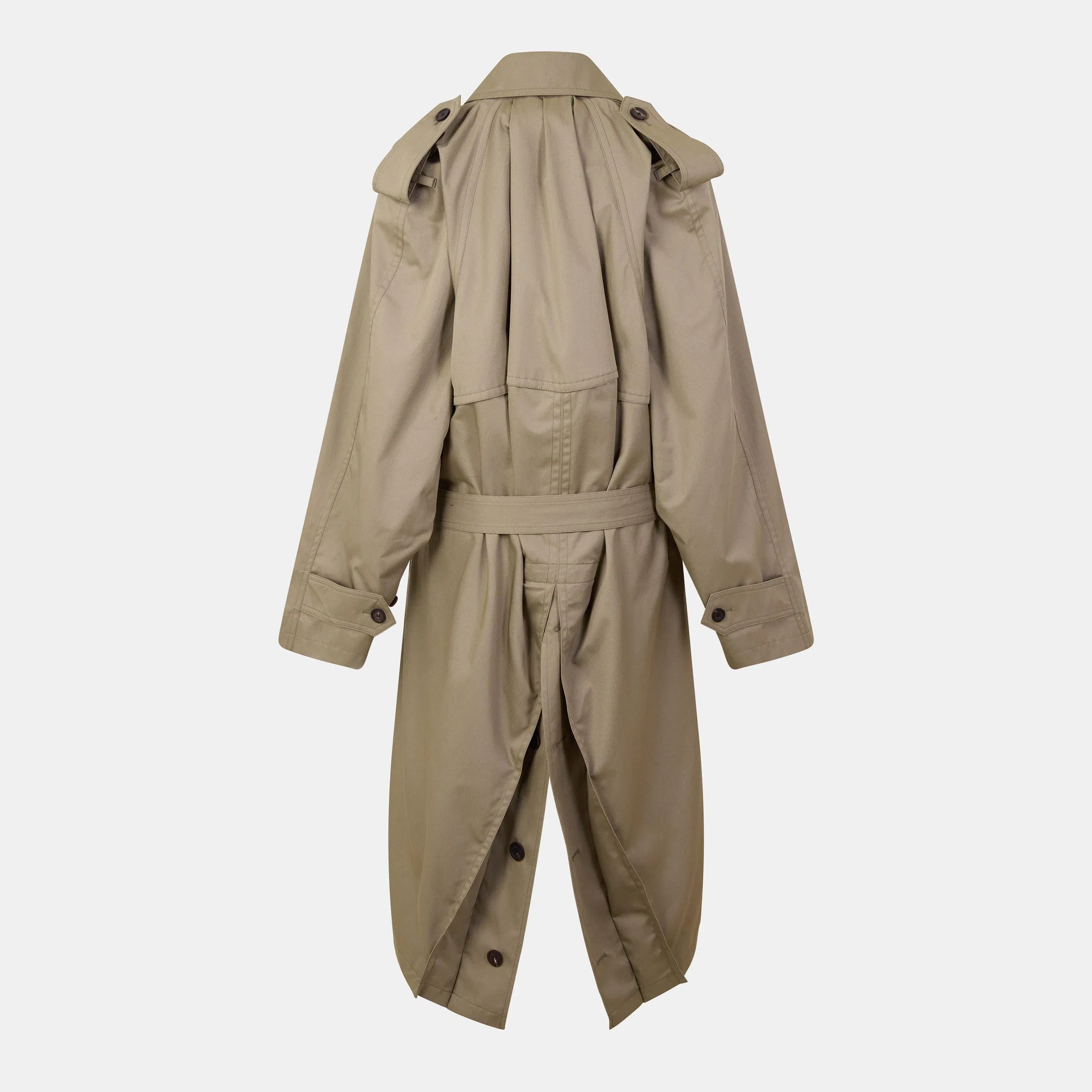 Draped Neck Tailored Fit Trench Coat