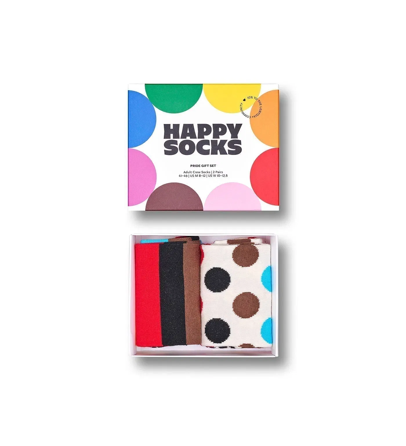 Happy Socks Unisex 2-Pack Pride Designer Crew Length Socks Gift Set for Women and Men