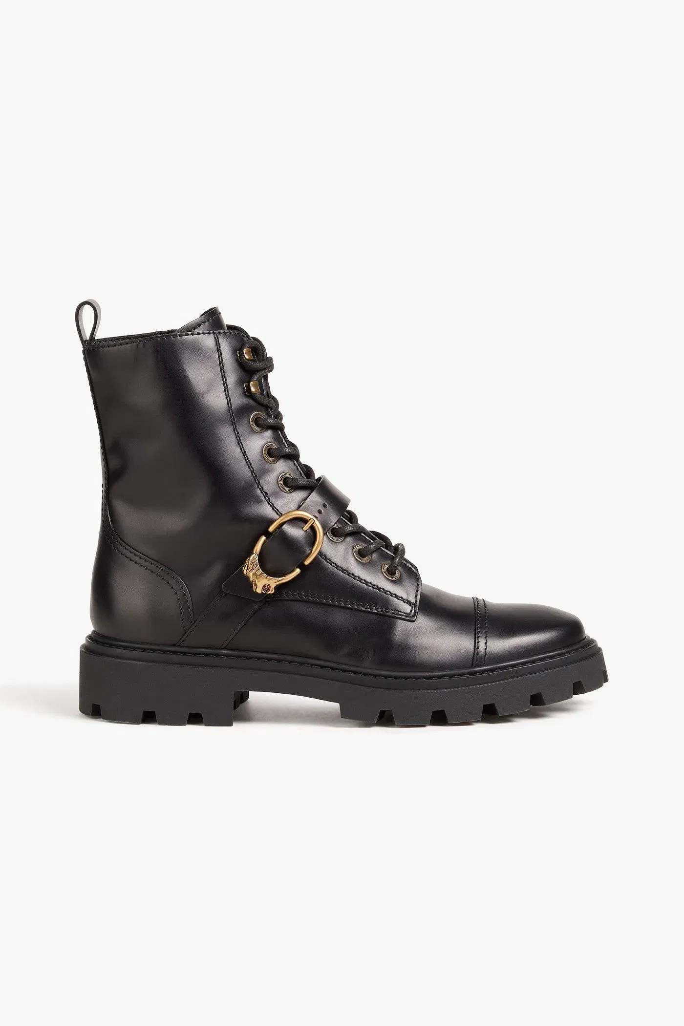 Tod's Buckled Leather Combat Boots Black Women's