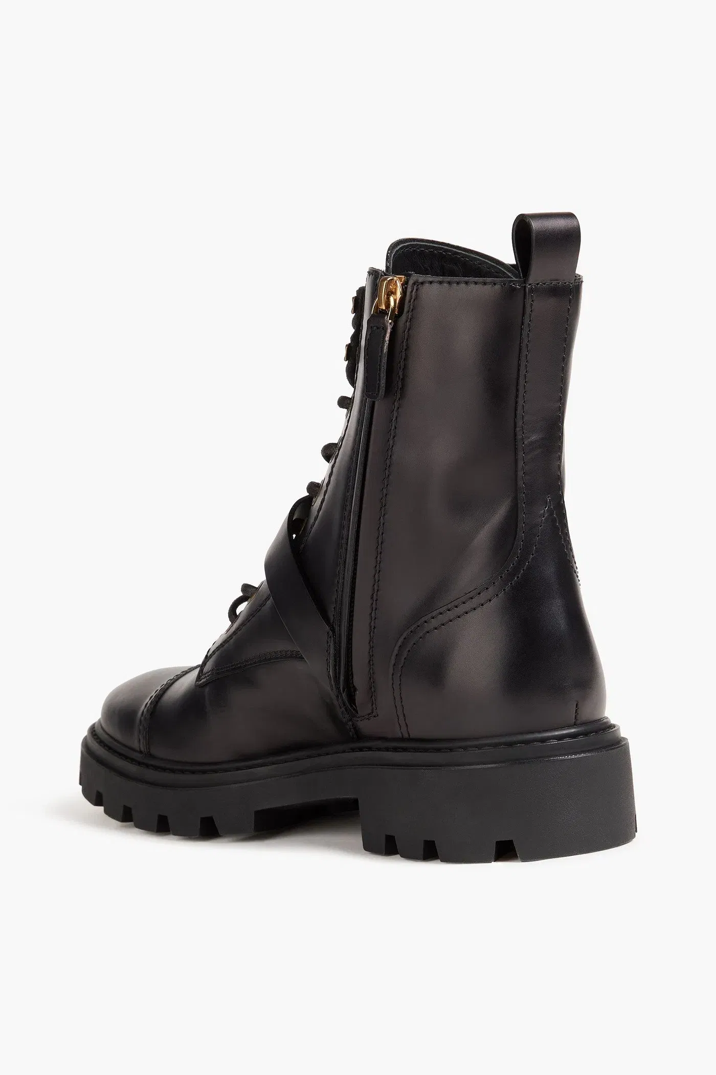Tod's Buckled Leather Combat Boots Black Women's