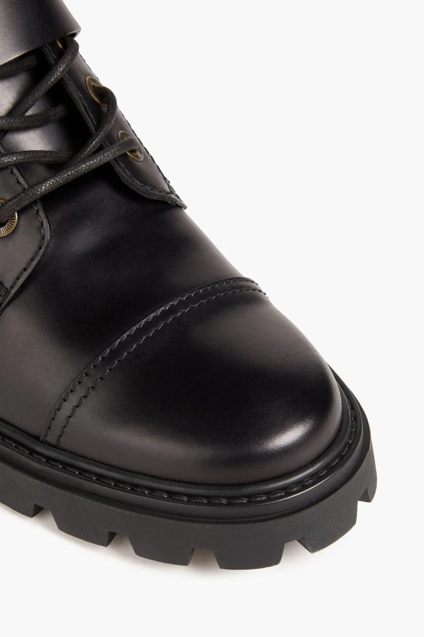 Tod's Buckled Leather Combat Boots Black Women's