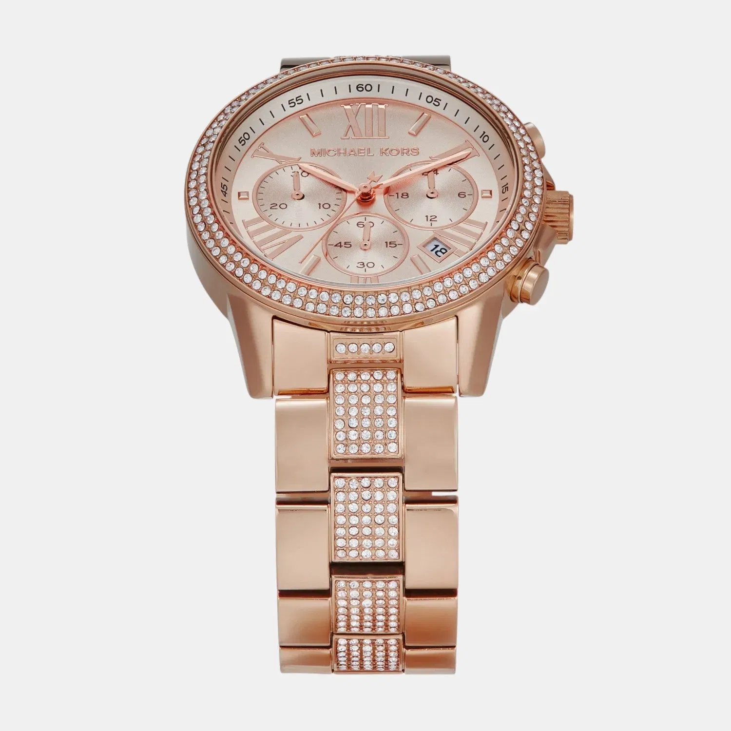 Michael Kors Brynn Women Quartz Pink Dial Chronograph Stainless Steel Watch Mk7505
