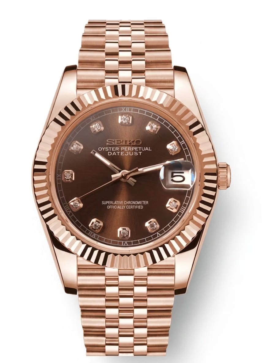 Seiko Mod Datejust Chocolate Rose Gold