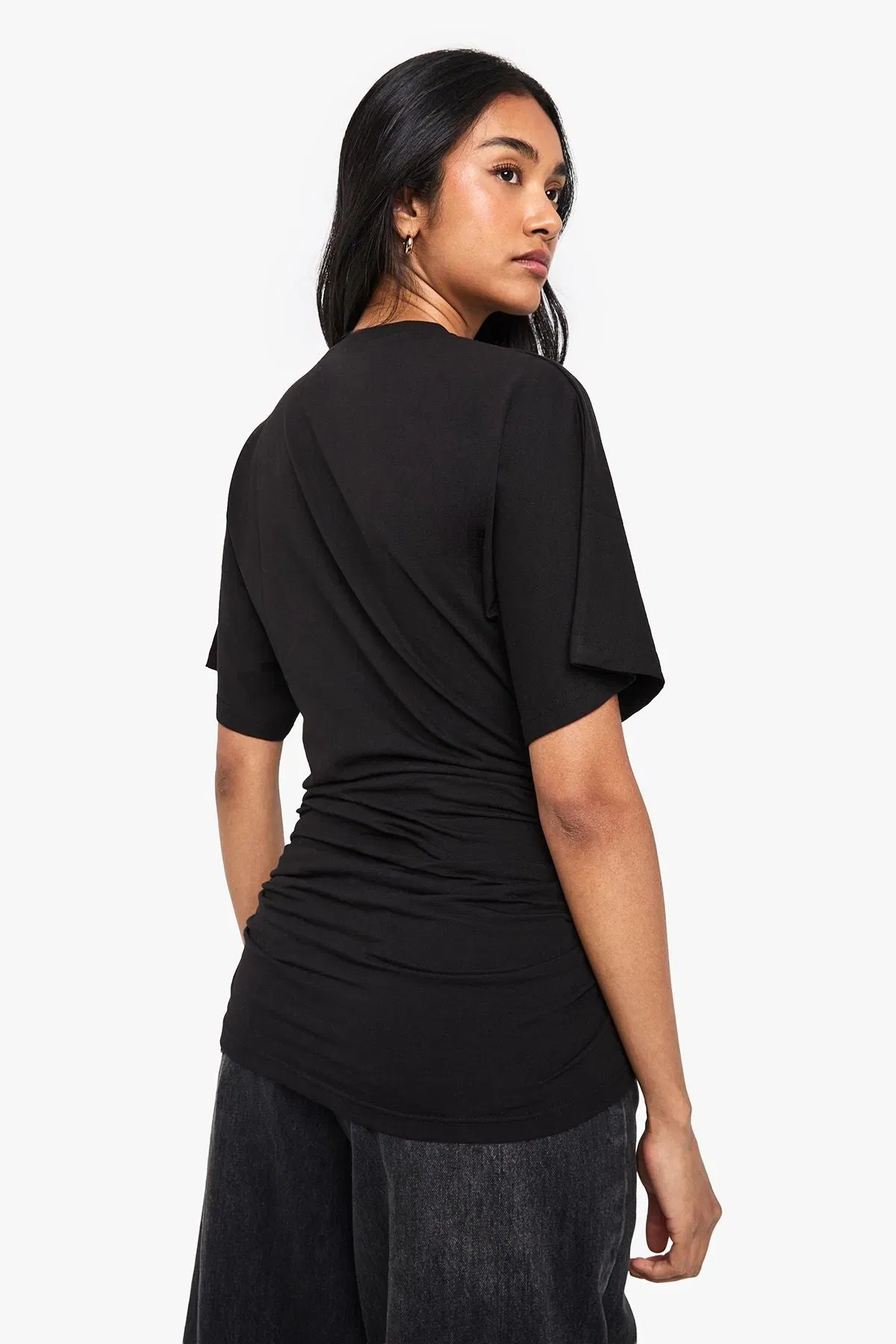 Draped Cinched Waist T-Shirt