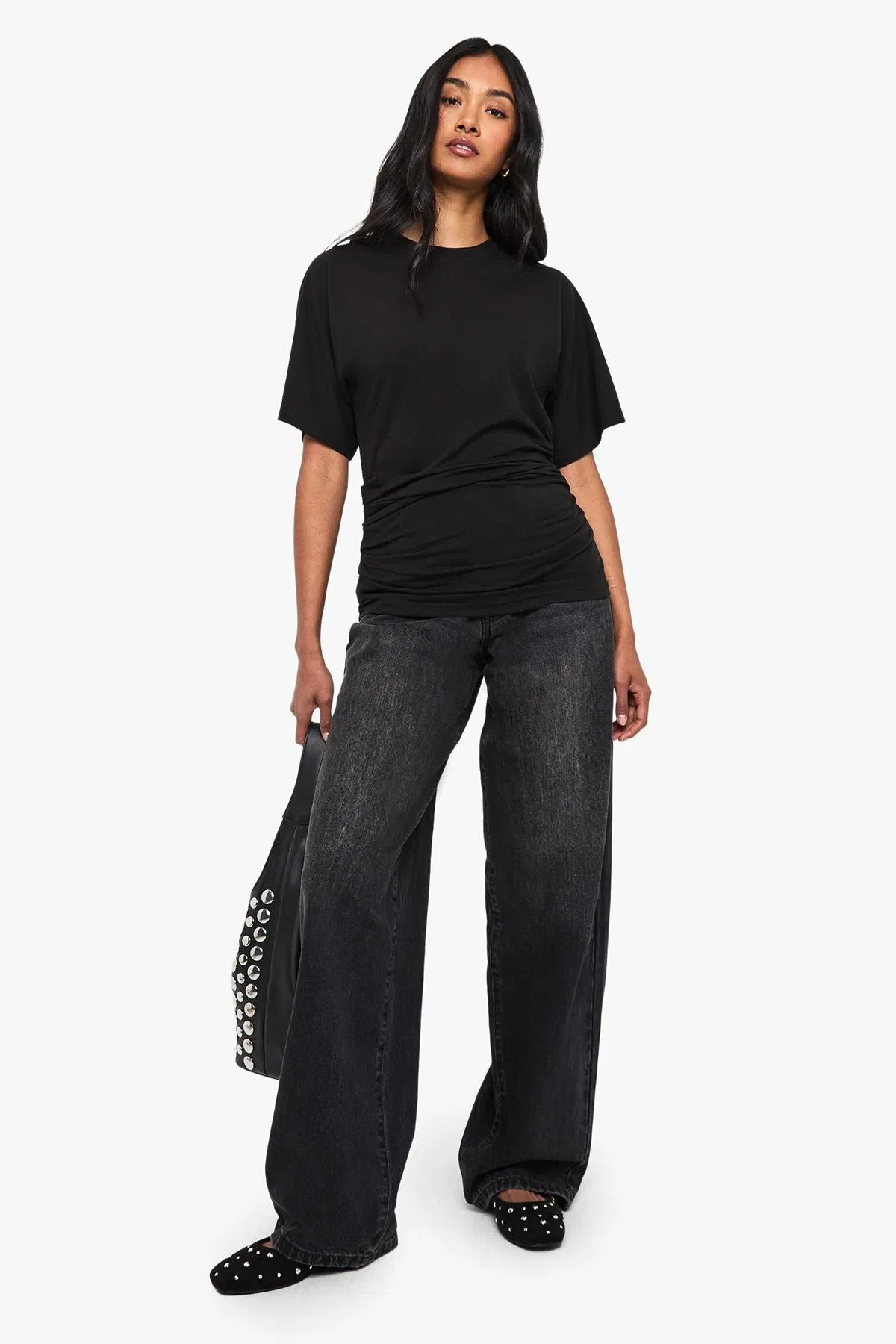 Draped Cinched Waist T-Shirt
