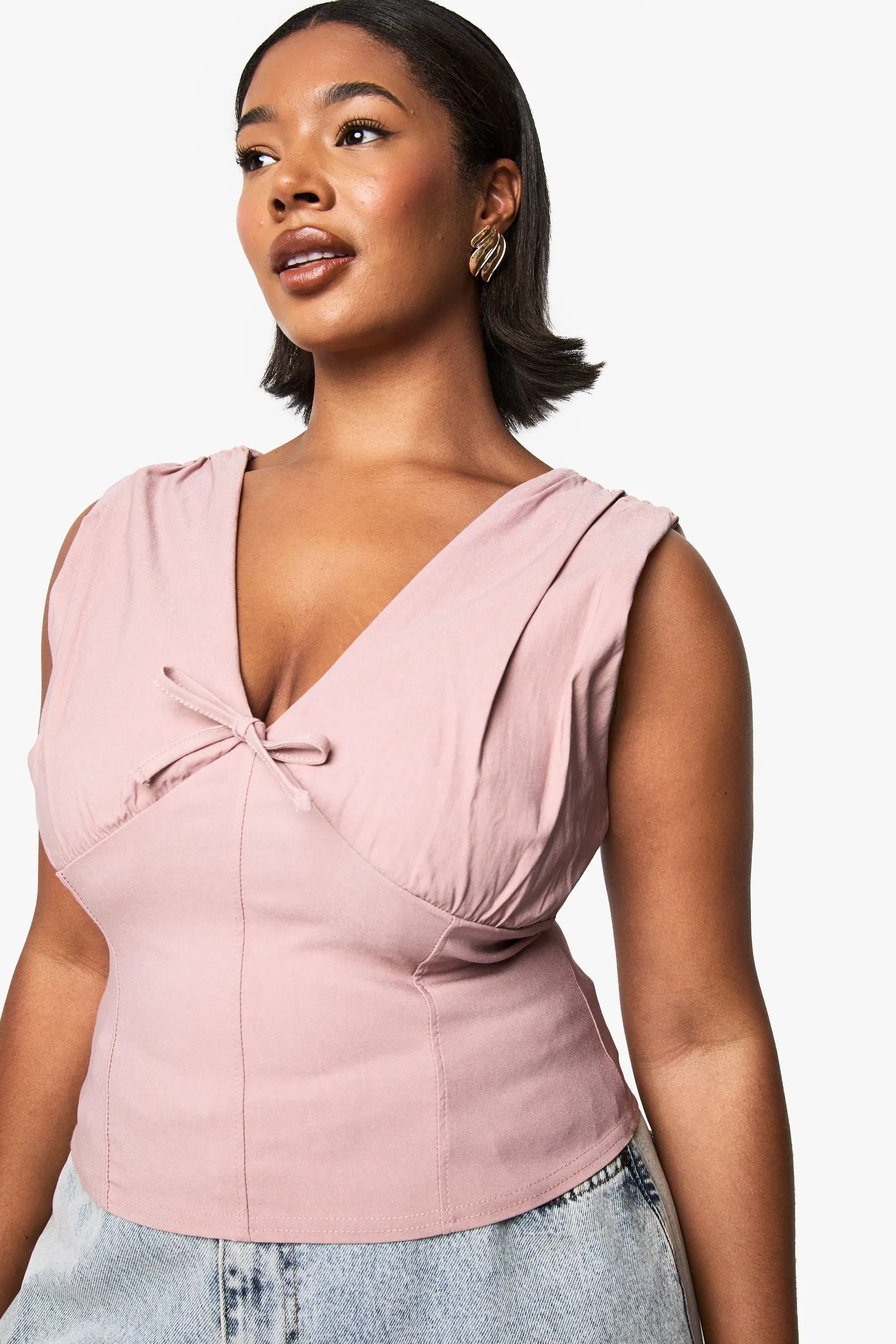Plus Tie Detail Corset Top