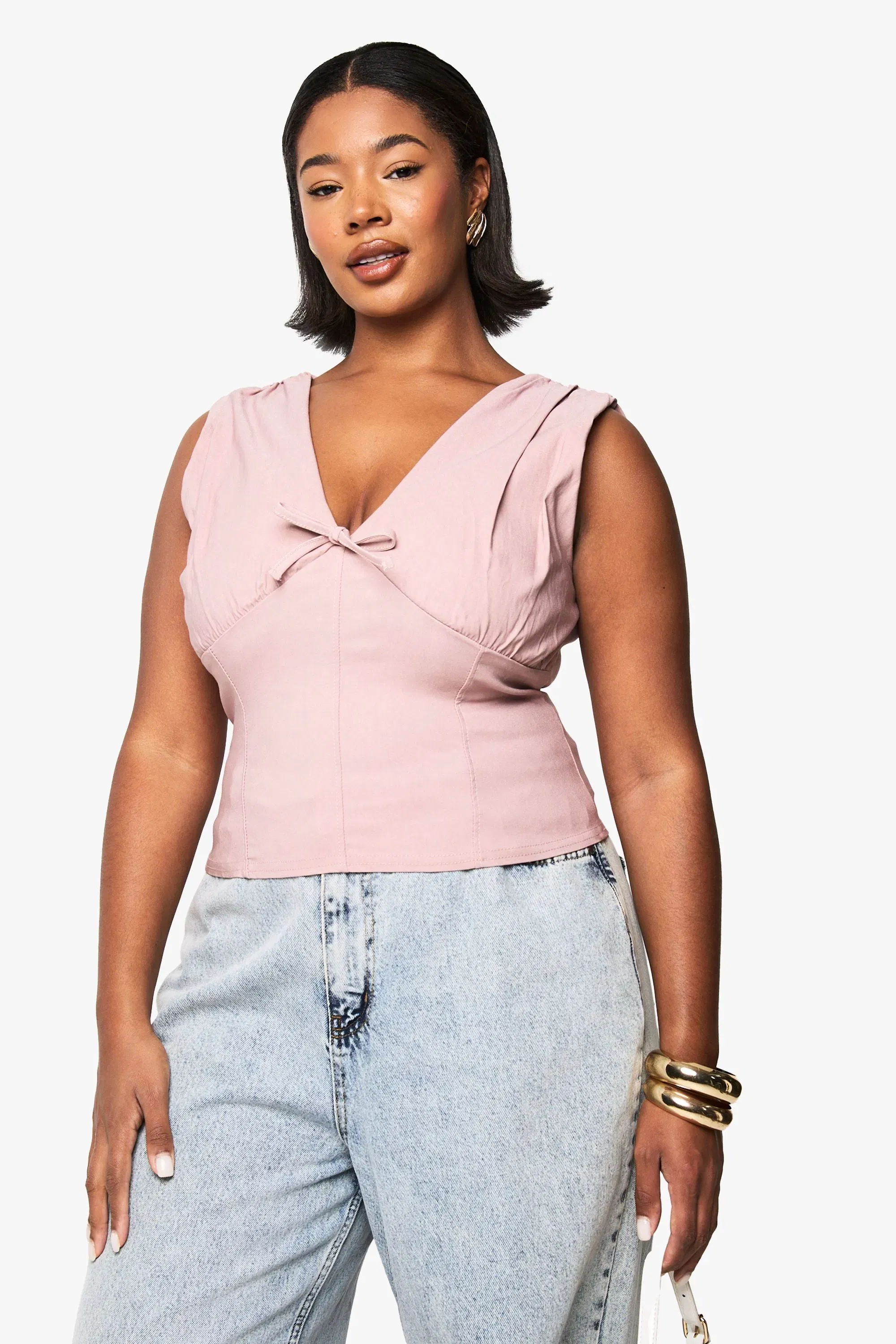 Plus Tie Detail Corset Top