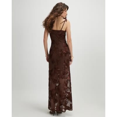 Brown Sleeveless Cornelli Maxi Dress