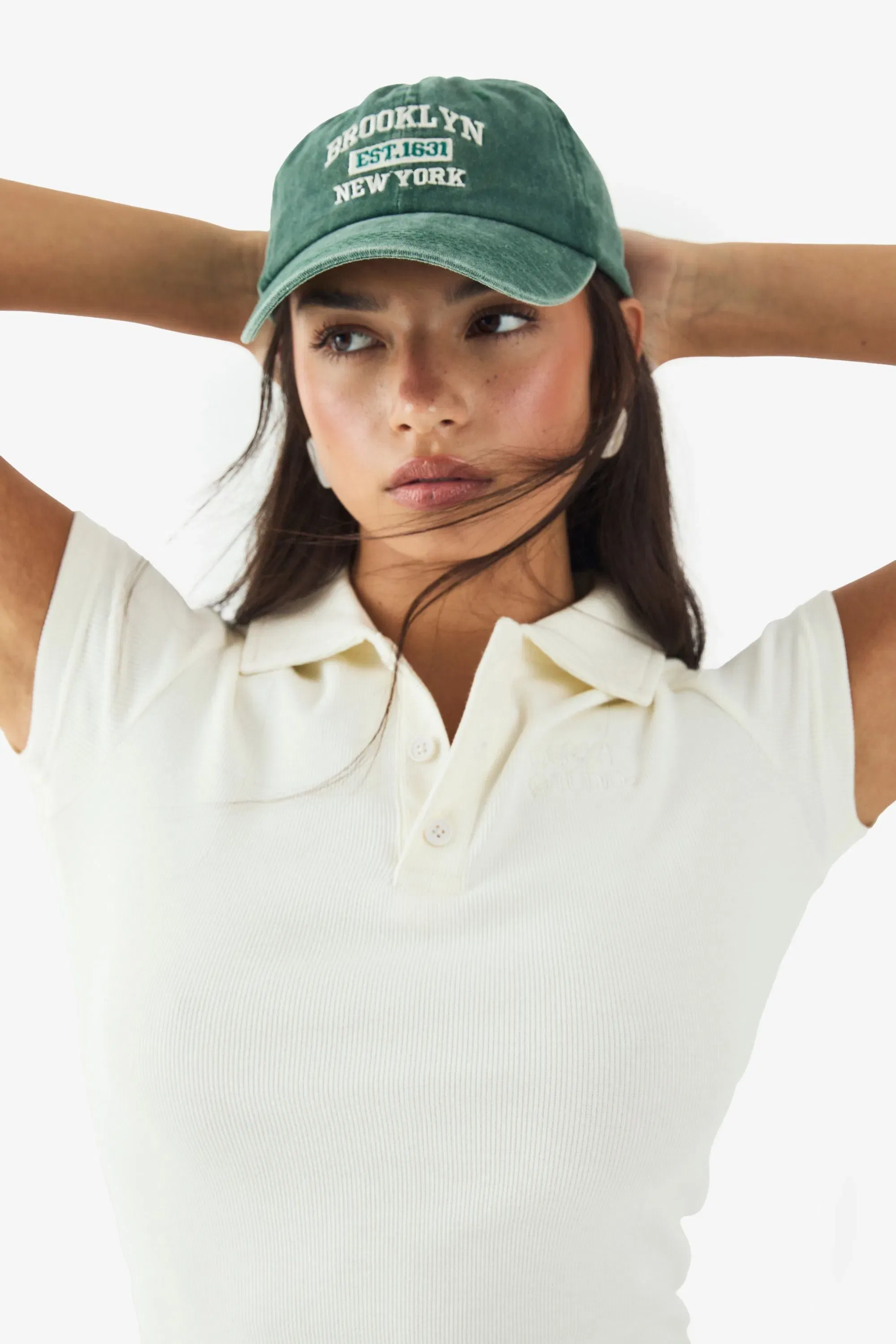DSGN Studio Embroidered Ribbed Polo Top