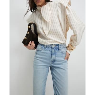 Blue Mid Rise Mom Sculpt Jeans