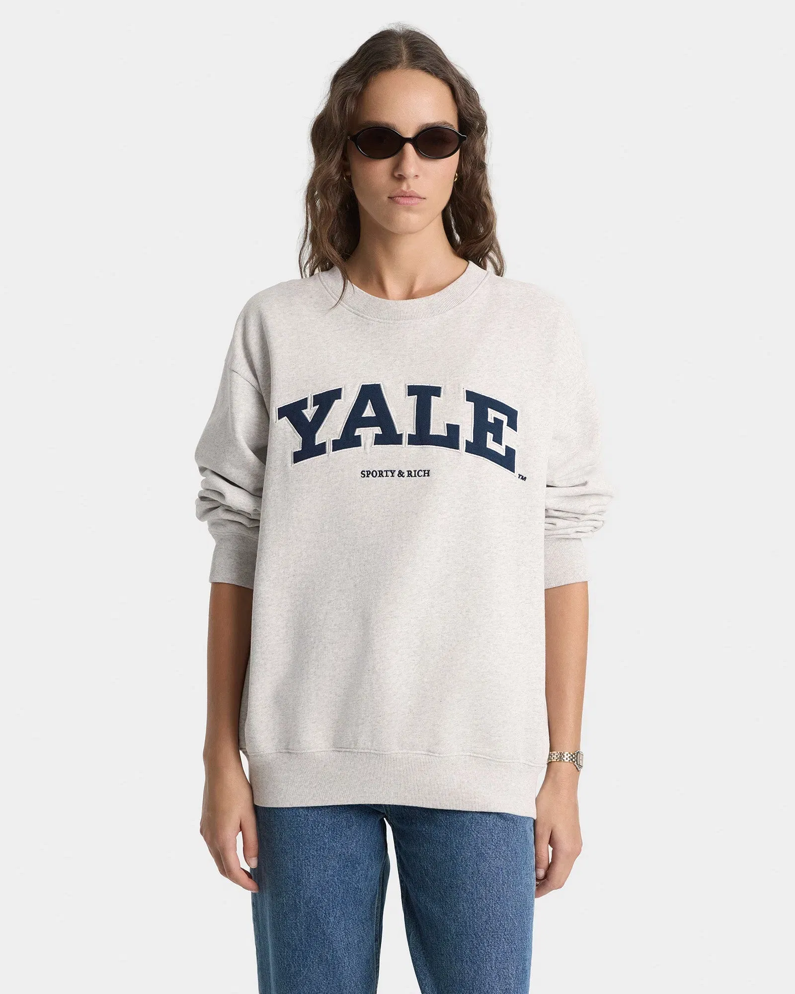 Yale Ivy Crewneck - Heather Gray/Navy