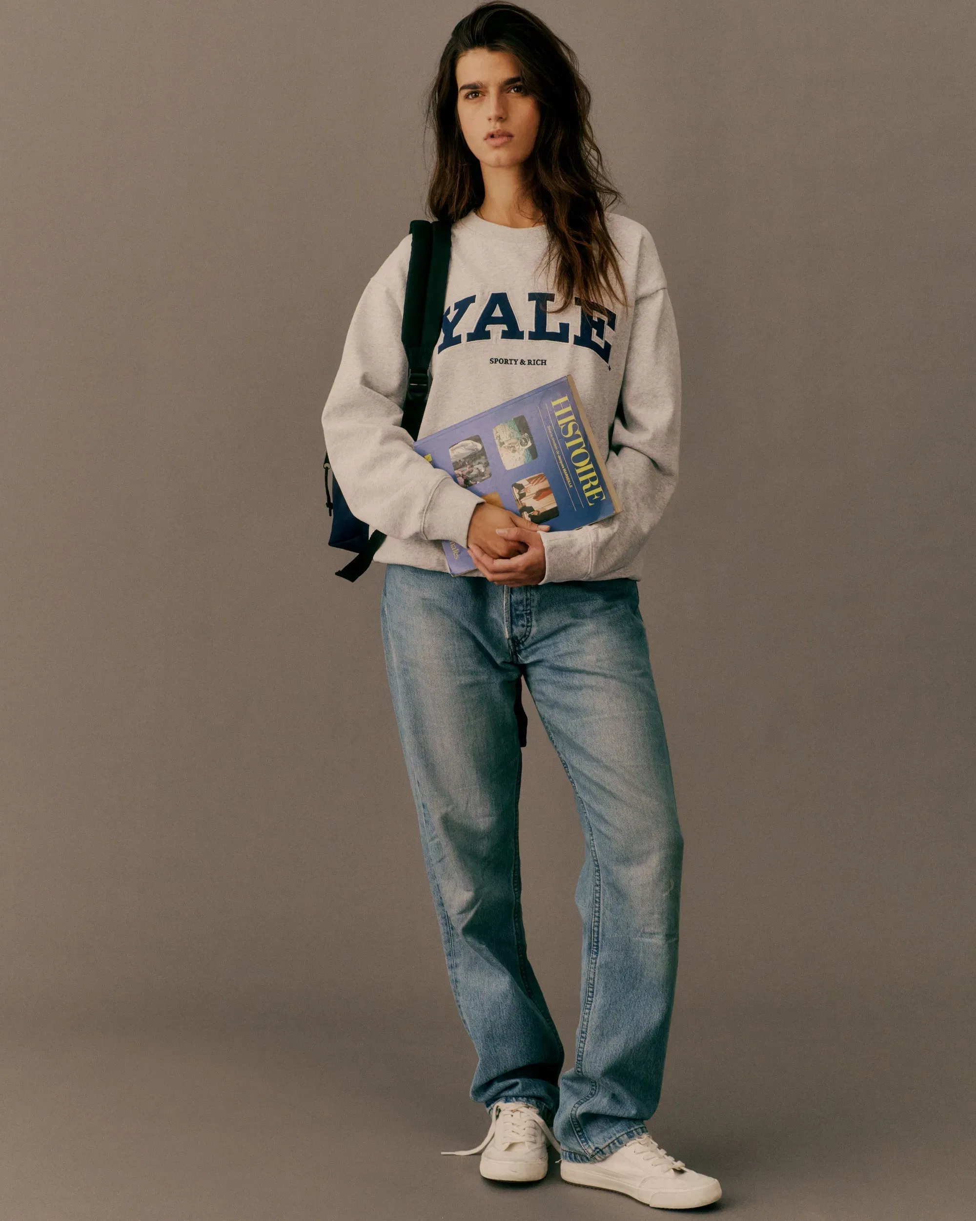 Yale Ivy Crewneck - Heather Gray/Navy
