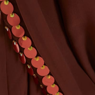 Brown Sequin Side Panel Hareem Trousers