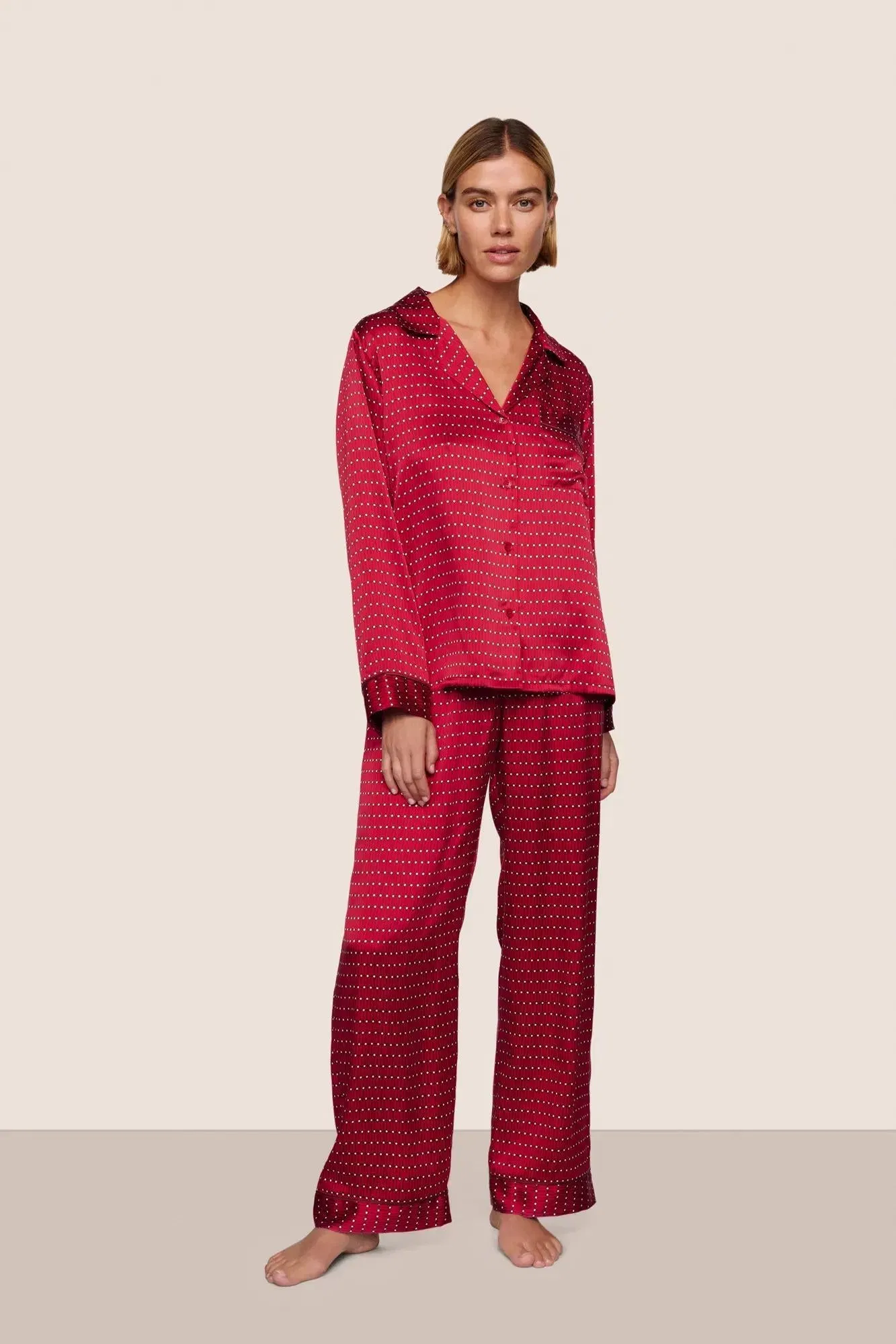 Inez Washable Silk Printed Long PJ Set